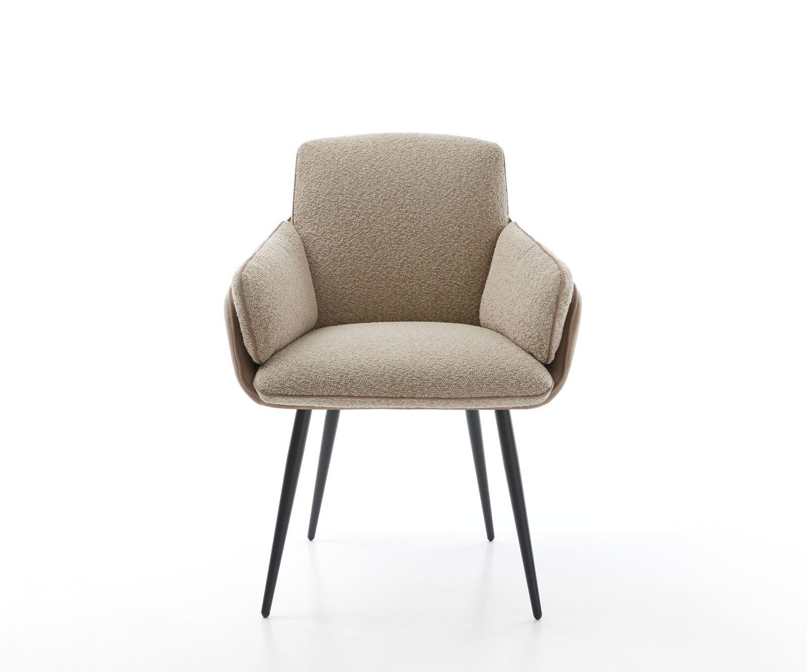 Chaise-de-salle-à-manger Luan-Flex avec accoudoirs tissu mixte couleur boue 4 pieds coniques noir 1