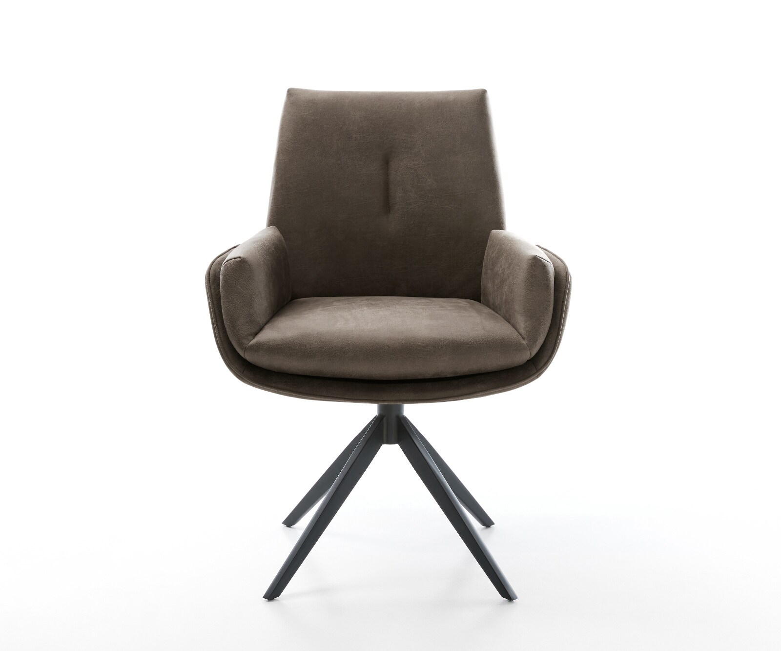 Drehstuhl Clea-Flex Mikrofaser Taupe Vintage Kreuzgestell breit Schwarz 360° drehbar Wippfunktion 1