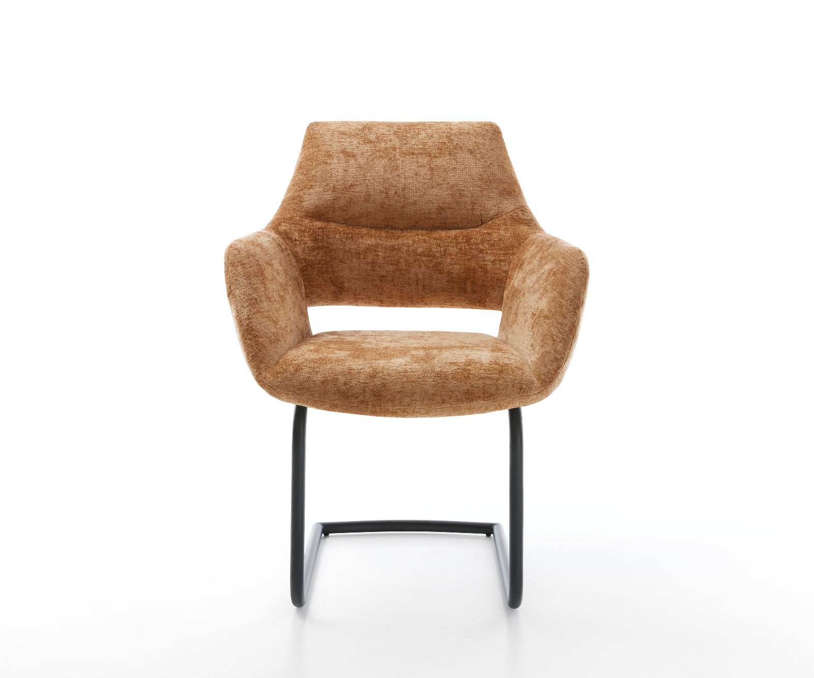 Cantilever Yago-Flex avec accoudoirs chenille rouille pied cantilever rond noir ressorts ensachés 1