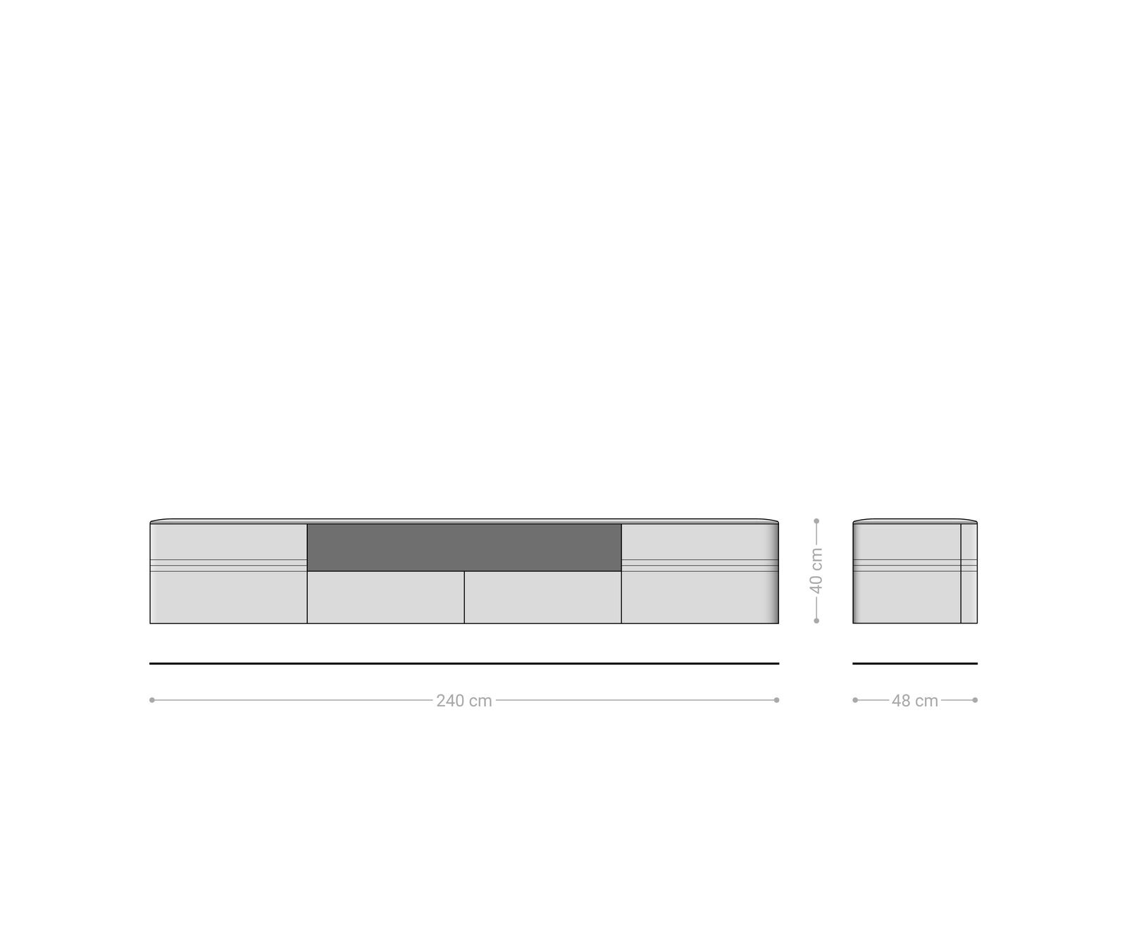 Meuble-TV Nagaru 240 cm acacia Aura 2 portes 2 tiroirs 1 compartiment flottant
Lowboard Nagaru 240 cm Acacia Aura 2 portes 2 tiroirs 1 compartiment flottant 9