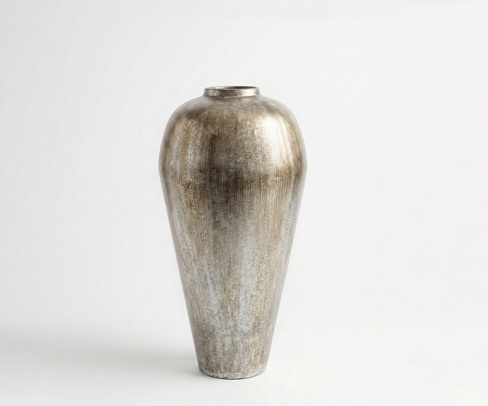 Vase Minoa B36 x T36 x H68 cm Metall Platin Aurum Handgemacht