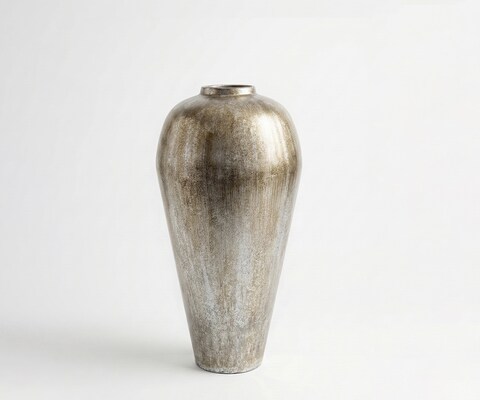 Vase Minoa B36 x T36 x H68 cm Metall Platin Aurum Handgemacht