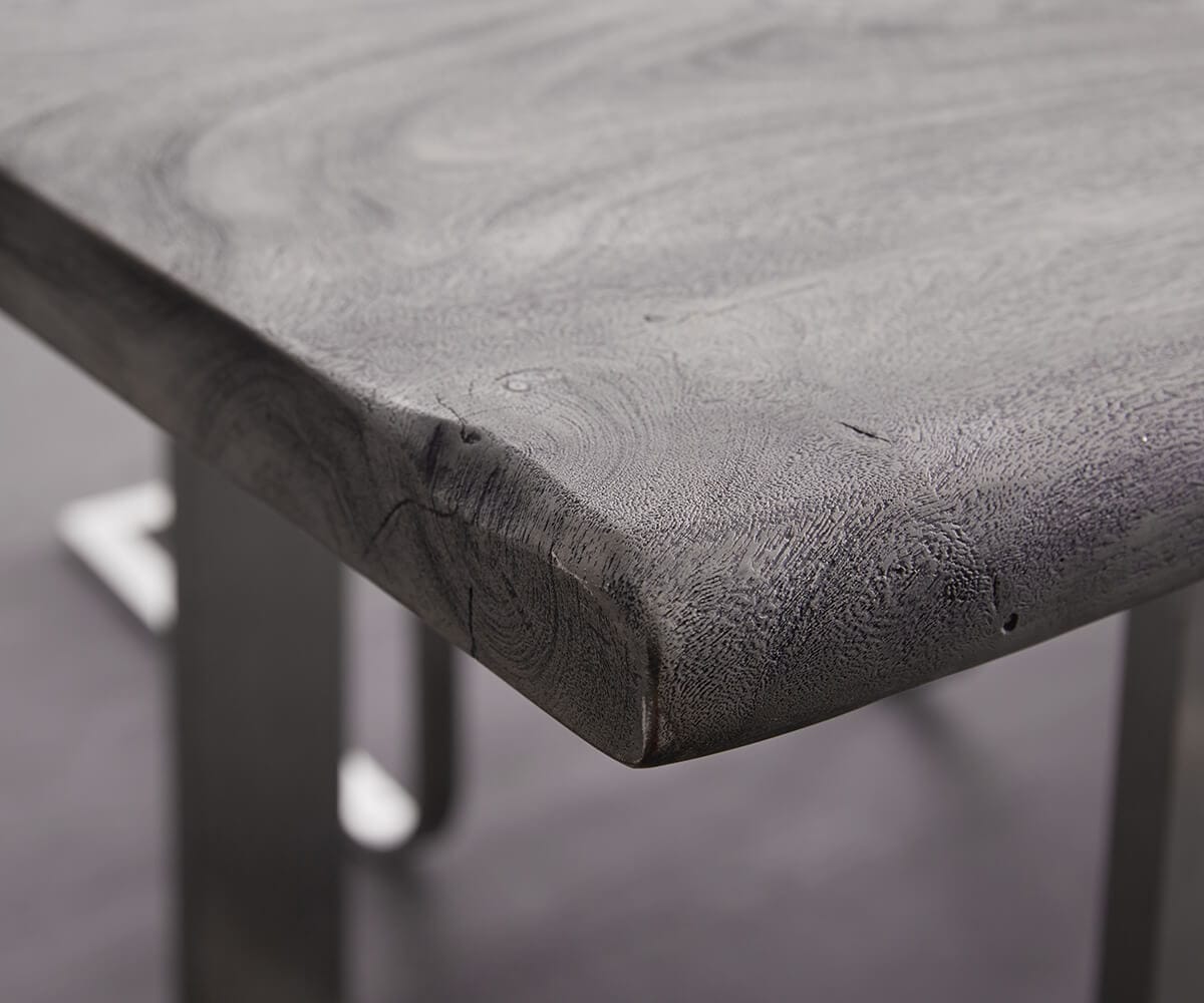Table-à-manger Edge 220x100cm XL acacia platine acier inoxydable large Live-Edge 5