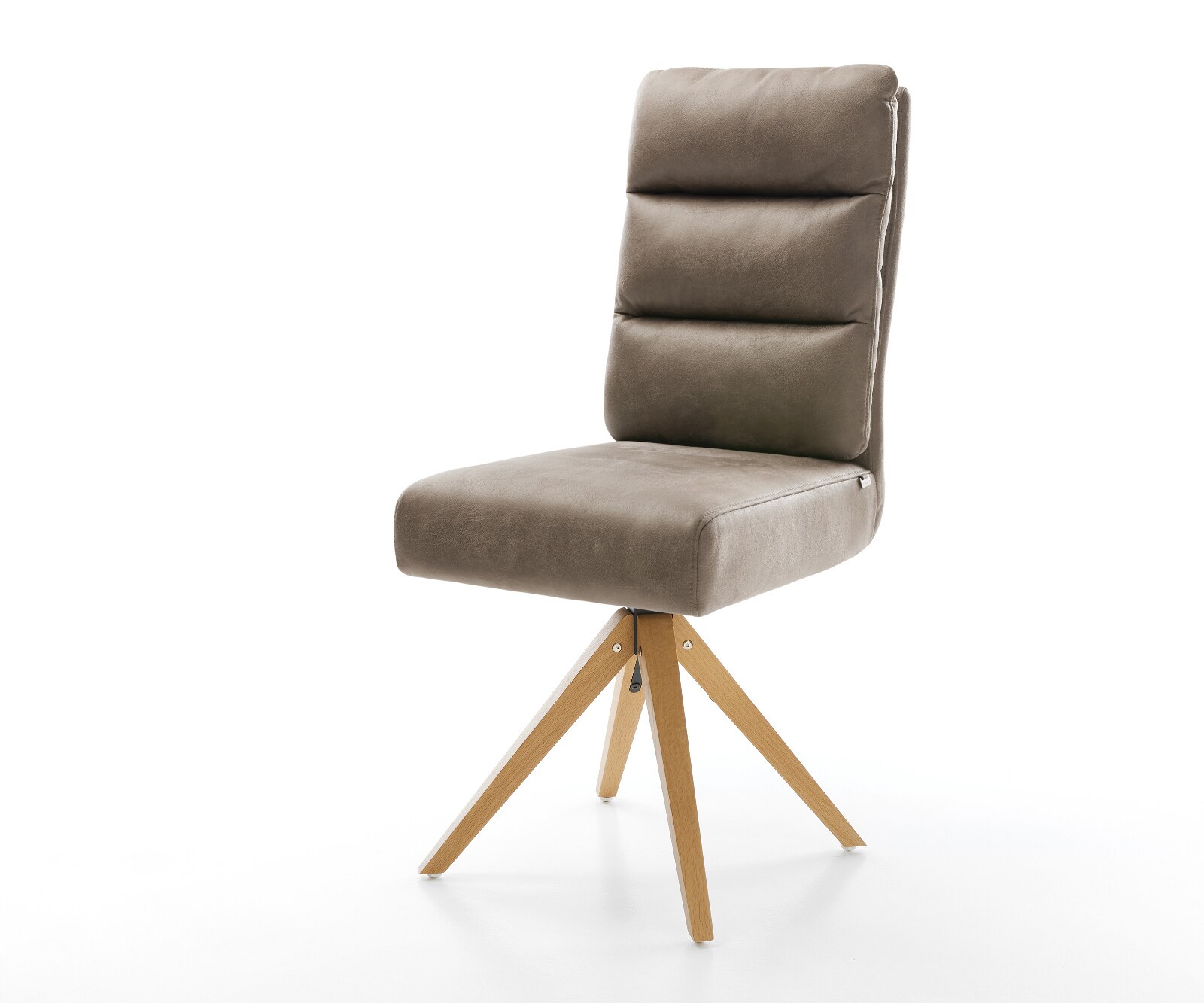 Esszimmerstuhl Pela-Flex Mikrofaser Taupe Vintage Holzgestell kantig Natur 360° drehbar Taschenfederkern