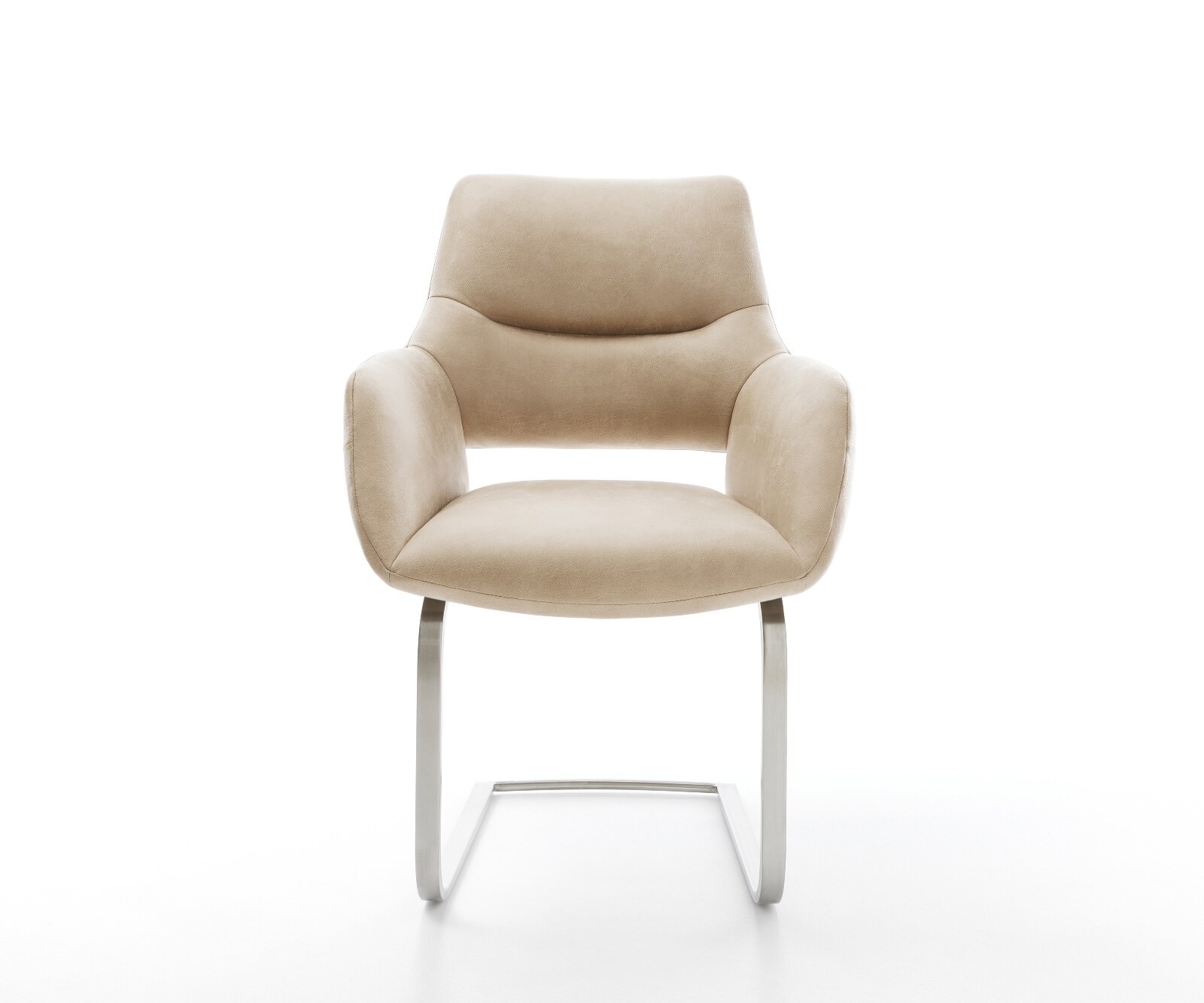 Cantilever Yago-Flex avec accoudoirs microfibre beige vintage pied cantilever plat acier inoxydable ressorts ensachés 1