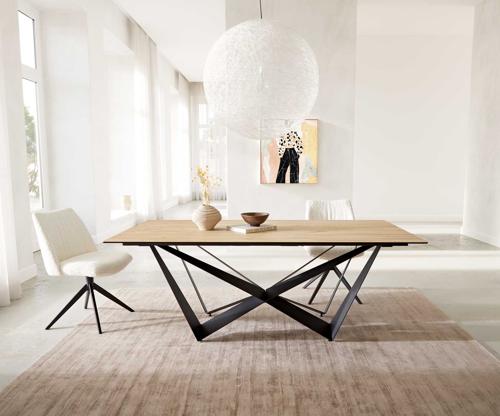 Esstisch Edge 200x100 Keramik Laminam® Sabbia Eichefarbig Spider Flachstahl Schwarz Esstisch Edge 200x100 Keramik Laminam® Sabbia Eichefarbig Spider Flachstahl Schwarz