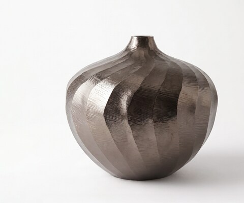 Vase Torvia B25 x T25 x H23 cm Aluminium Mokka Bronze Handgemacht