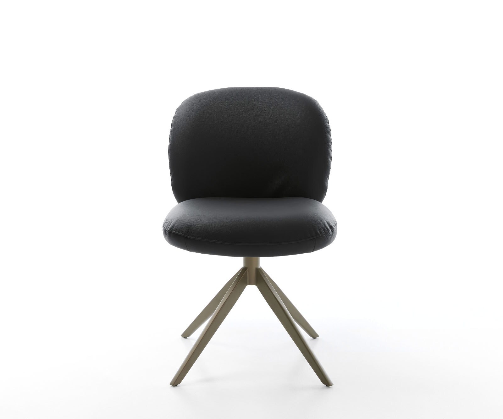 Drehstuhl Nube-Flex Echt-Leder Schwarz Kreuzgestell breit Effektfinish Titan 360° drehbar Wippfunktion Taschenfederkern 1