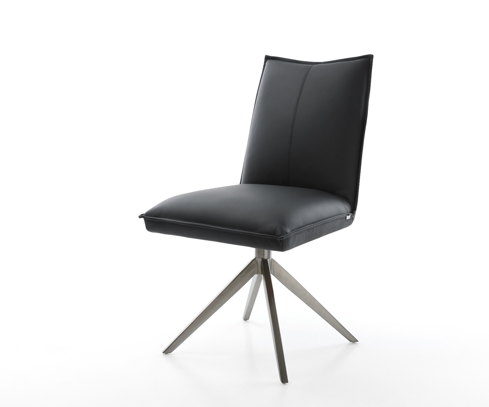 Chaise-pivotante Lelio-Flex cuir de vache noir pied croisé large grafiete pivotement sur 360° fonction bascule ressorts ensachés