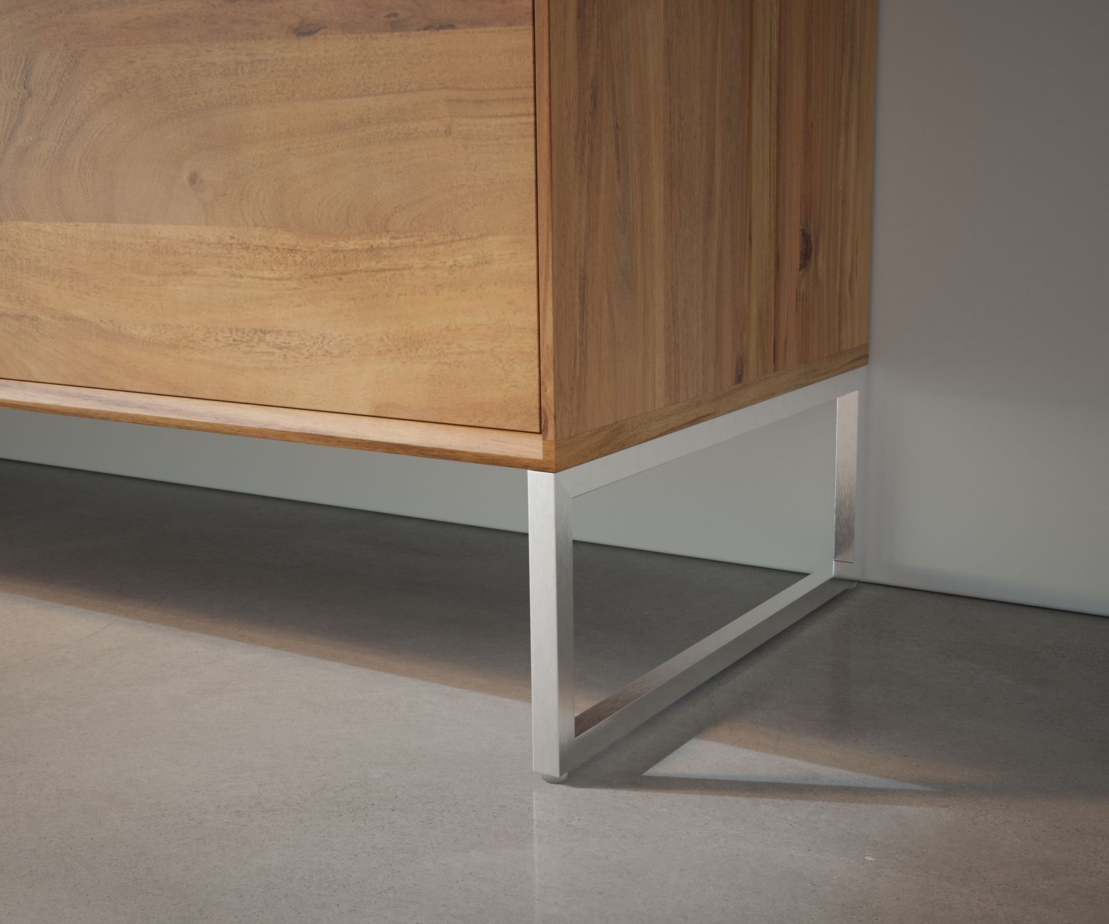 Fuß Kufe schmal 15 cm Edelstahl gebürstet für Kastenmöbel der Tiefe 40 cm (2er Set) 1