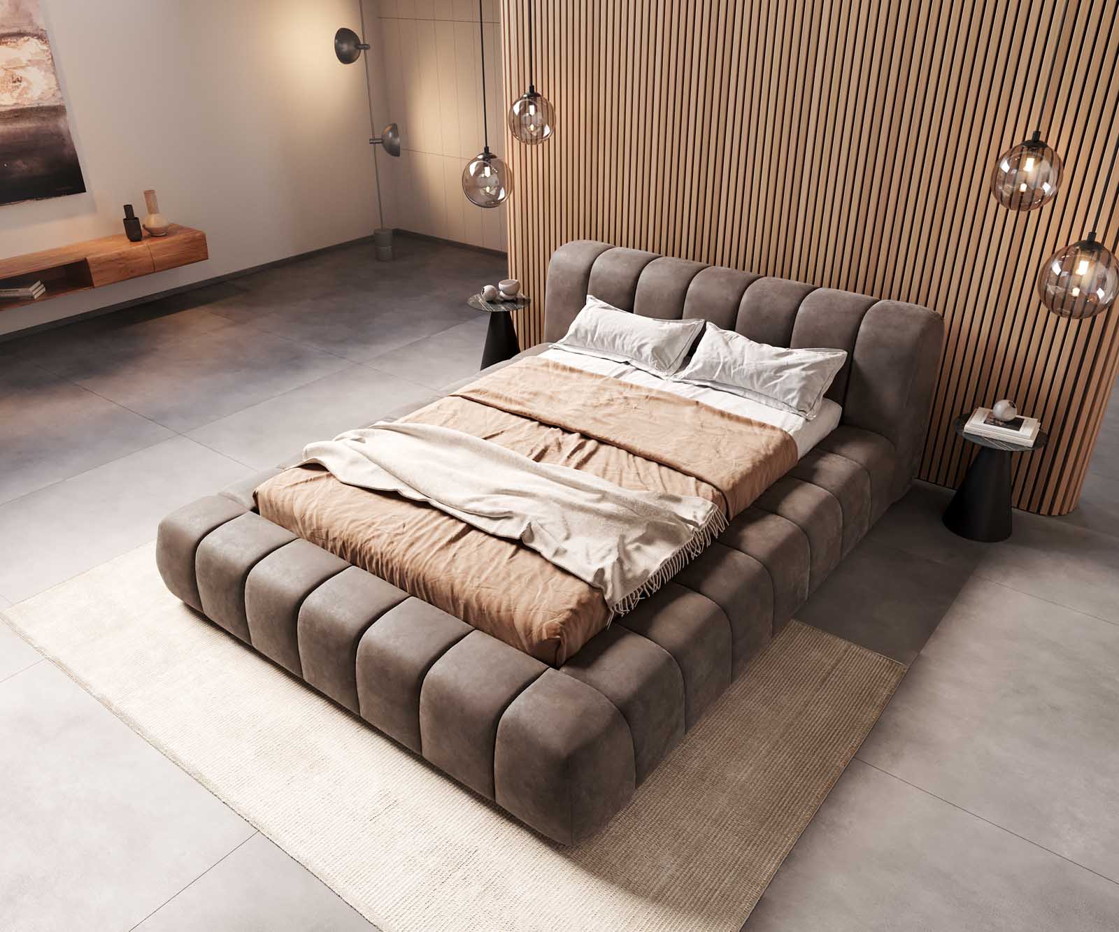 Polsterbettgestell Cutio 140x200 cm Mikrofaser Taupe Vintage 3 Polsterbettgestell Cutio 140x200 cm Mikrofaser Taupe Vintage 3