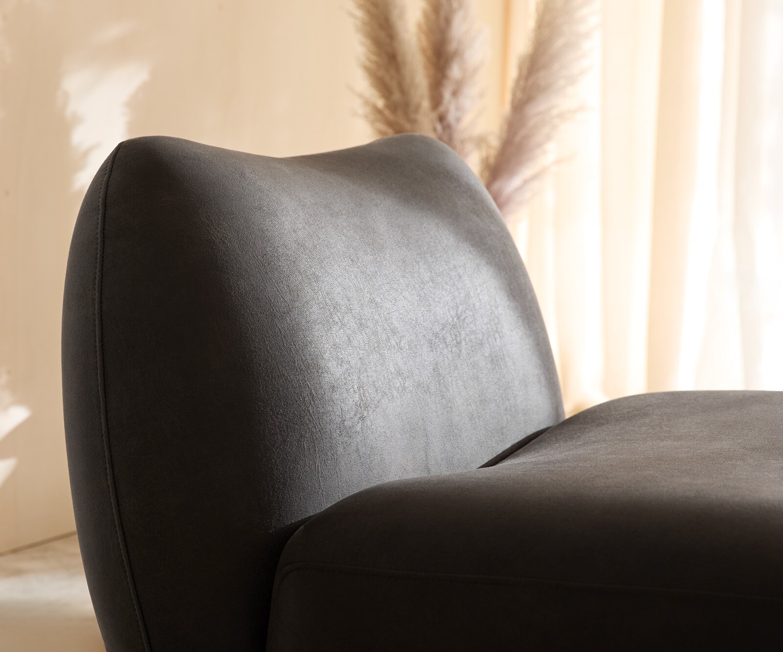 Fauteuil-lounge Zena 75x85 cm microfibre anthracite vintage 4
