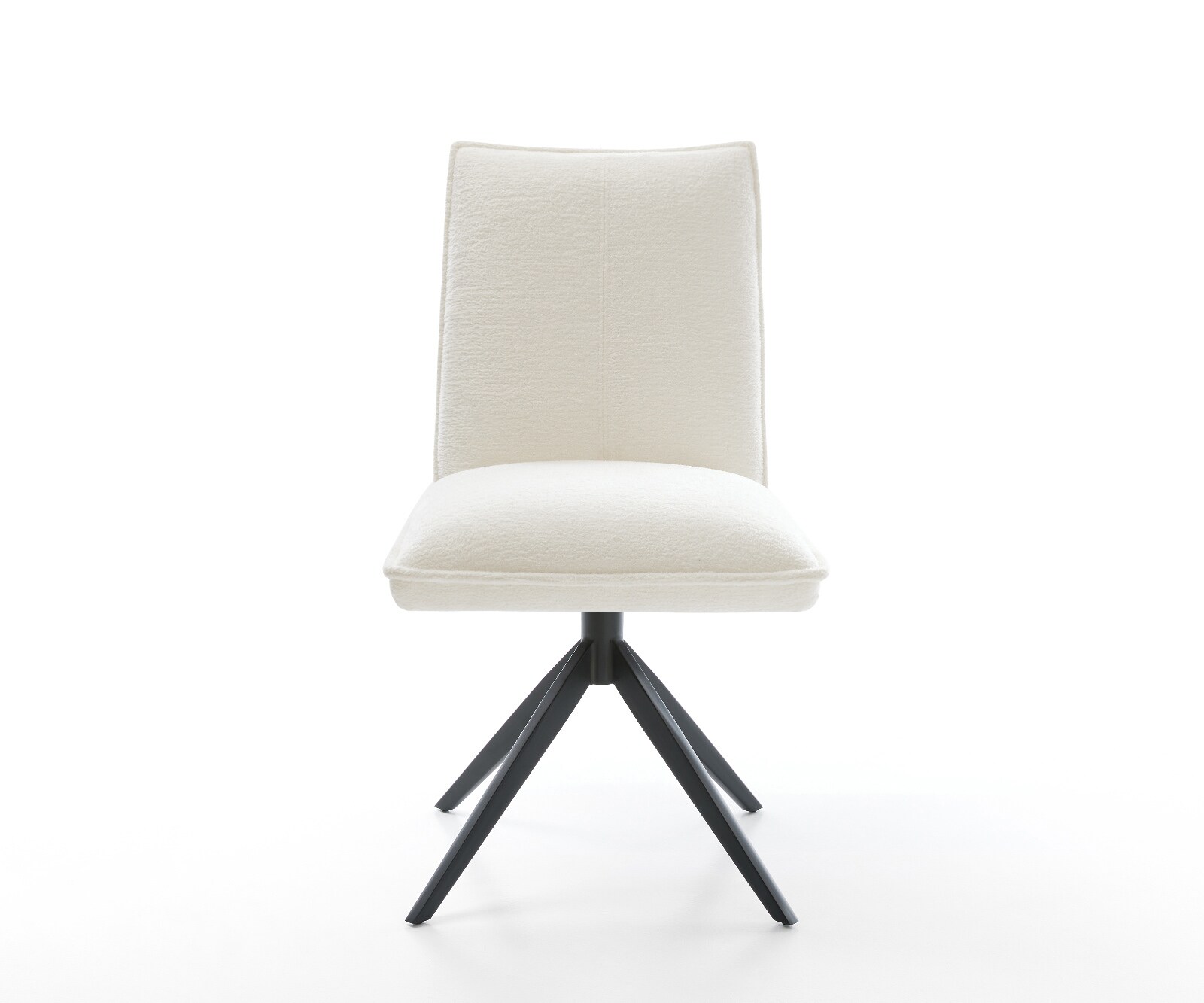 Drehstuhl Lelio-Flex Bouclé Soft Beige Kreuzgestell breit Schwarz 360° drehbar Wippfunktion Taschenfederkern 2