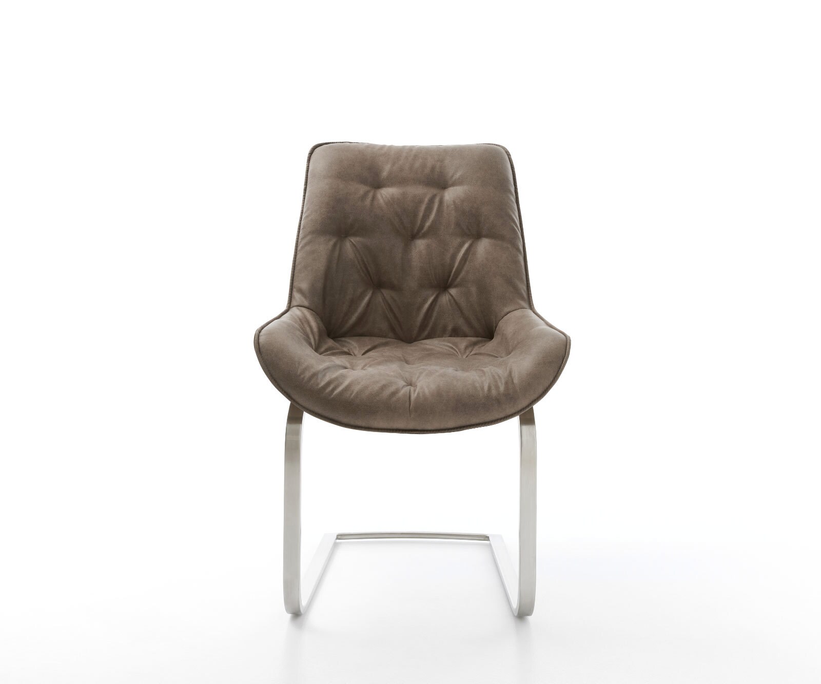 Freischwinger Taimi-Flex Mikrofaser Taupe Vintage Freischwinger flach Edelstahl 1