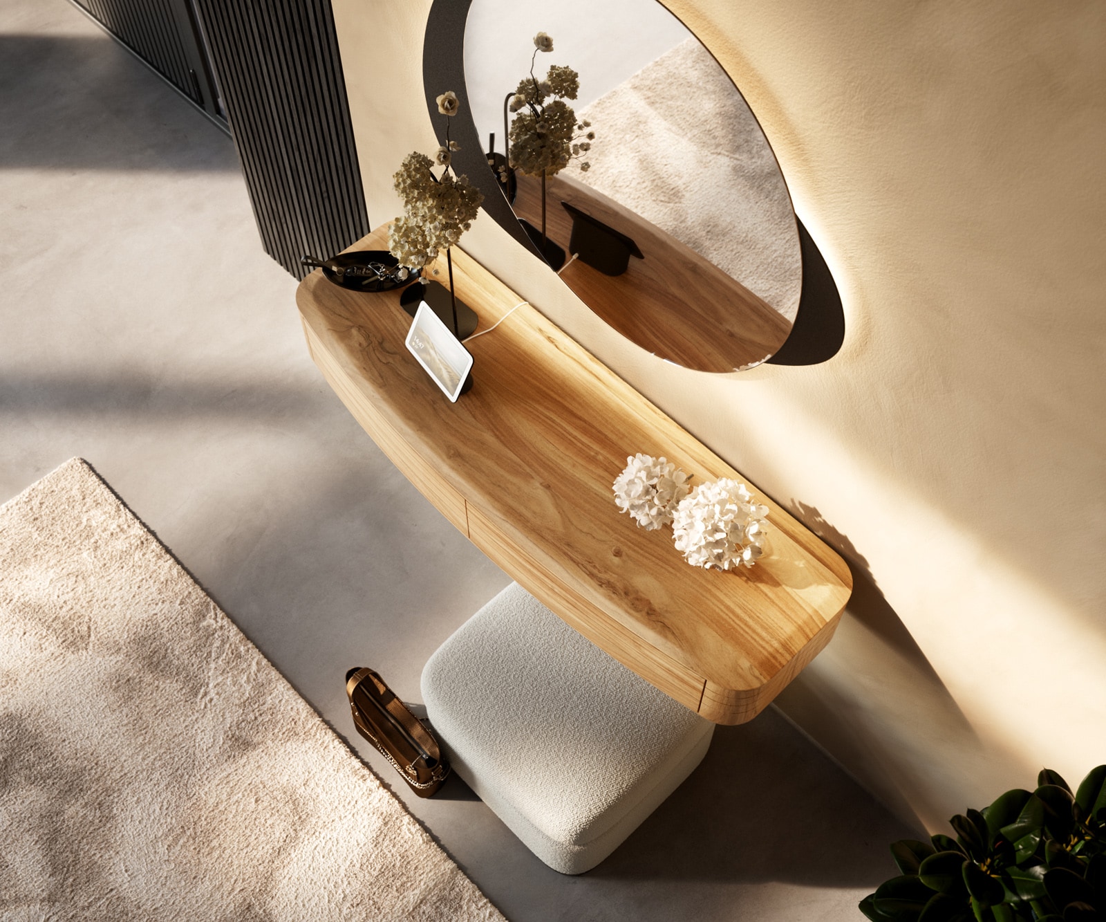 Konsolentisch Nagaru 125x40 cm Akazie Aura 2 Schubladen schwebend 3 Konsolentisch Nagaru 125x40 cm Akazie Aura 2 Schubladen schwebend 3