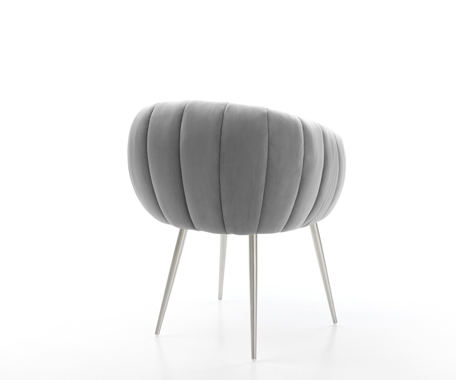 Esszimmerstuhl Jada-Flex Samt Grau 4-Fuß konisch Edelstahl Taschenfederkern 4