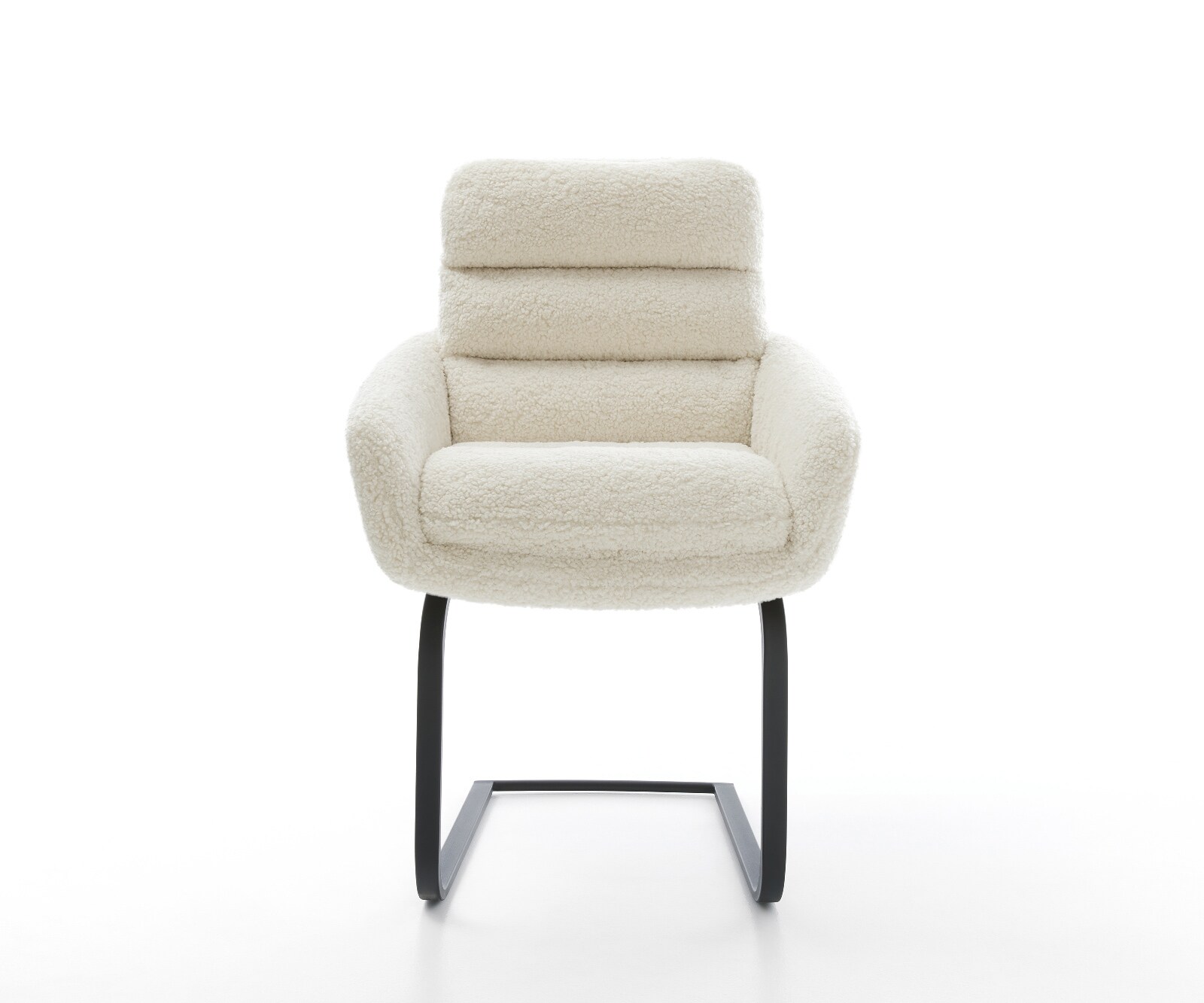 Cantilever Abelia-Flex avec accoudoirs tissu teddy beige pied cantilever plat noir 1