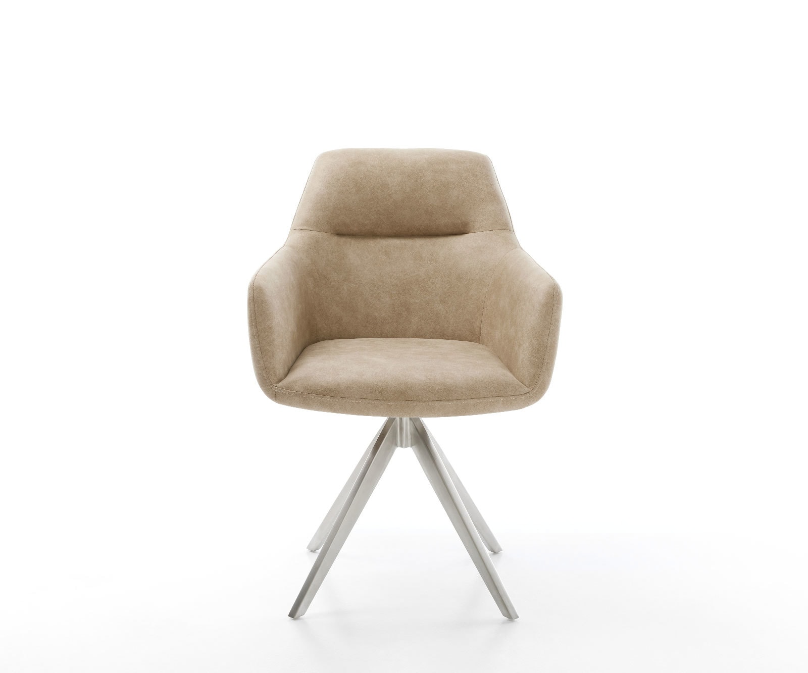 Chaise-de-salle-à-manger Pejo-Flex microvelours beige vintage pied croisé angulaire acier inoxydable brossé ressorts ensachés 1 Chaise-de-salle-à-manger Pejo-Flex microvelours beige vintage pied croisé angulaire acier inoxydable brossé ressorts ensachés 1