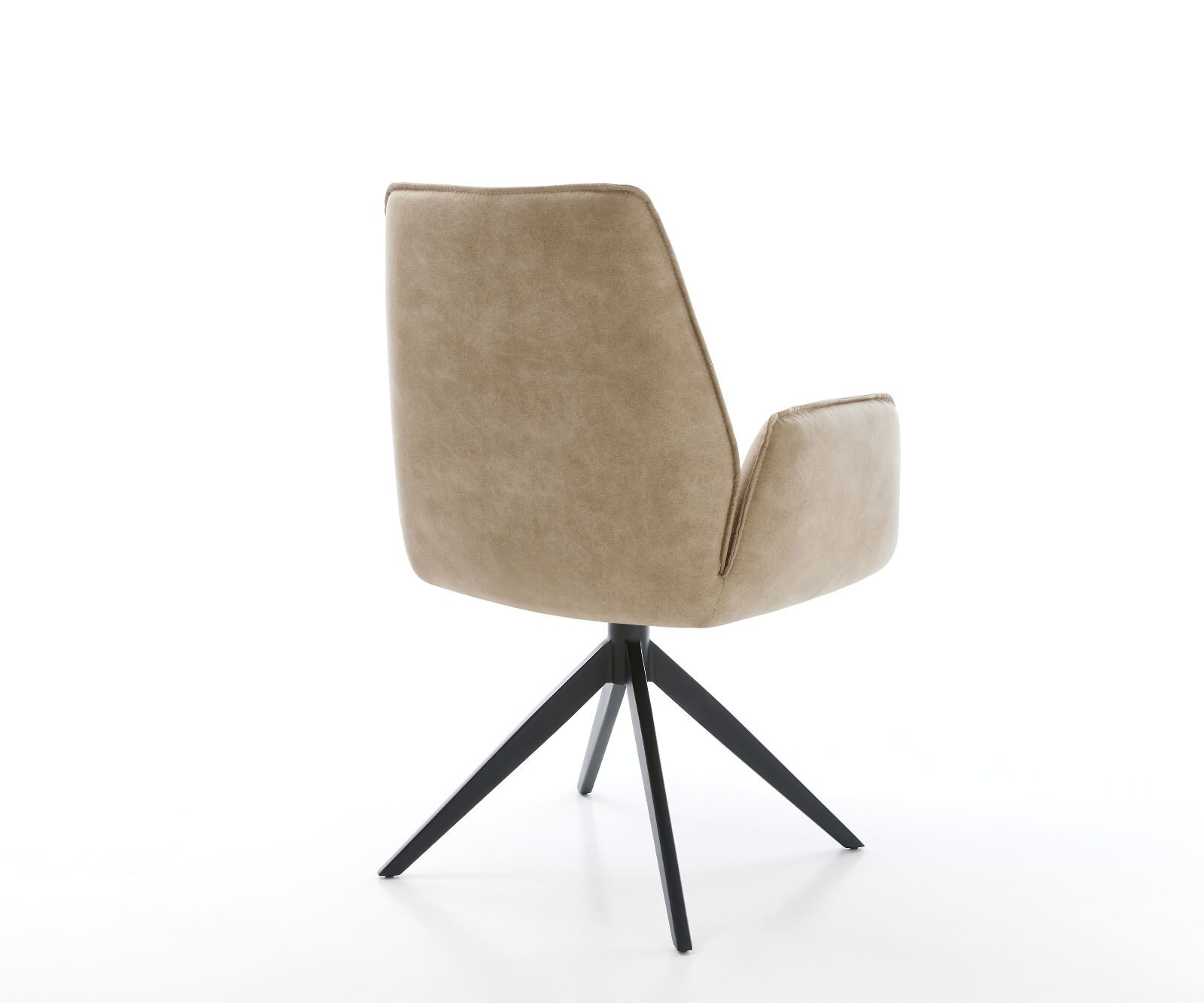 Chaise-de-salle-à-manger Zoa-Flex microvelours beige vintage pied croisé large noir ressorts ensachés 4