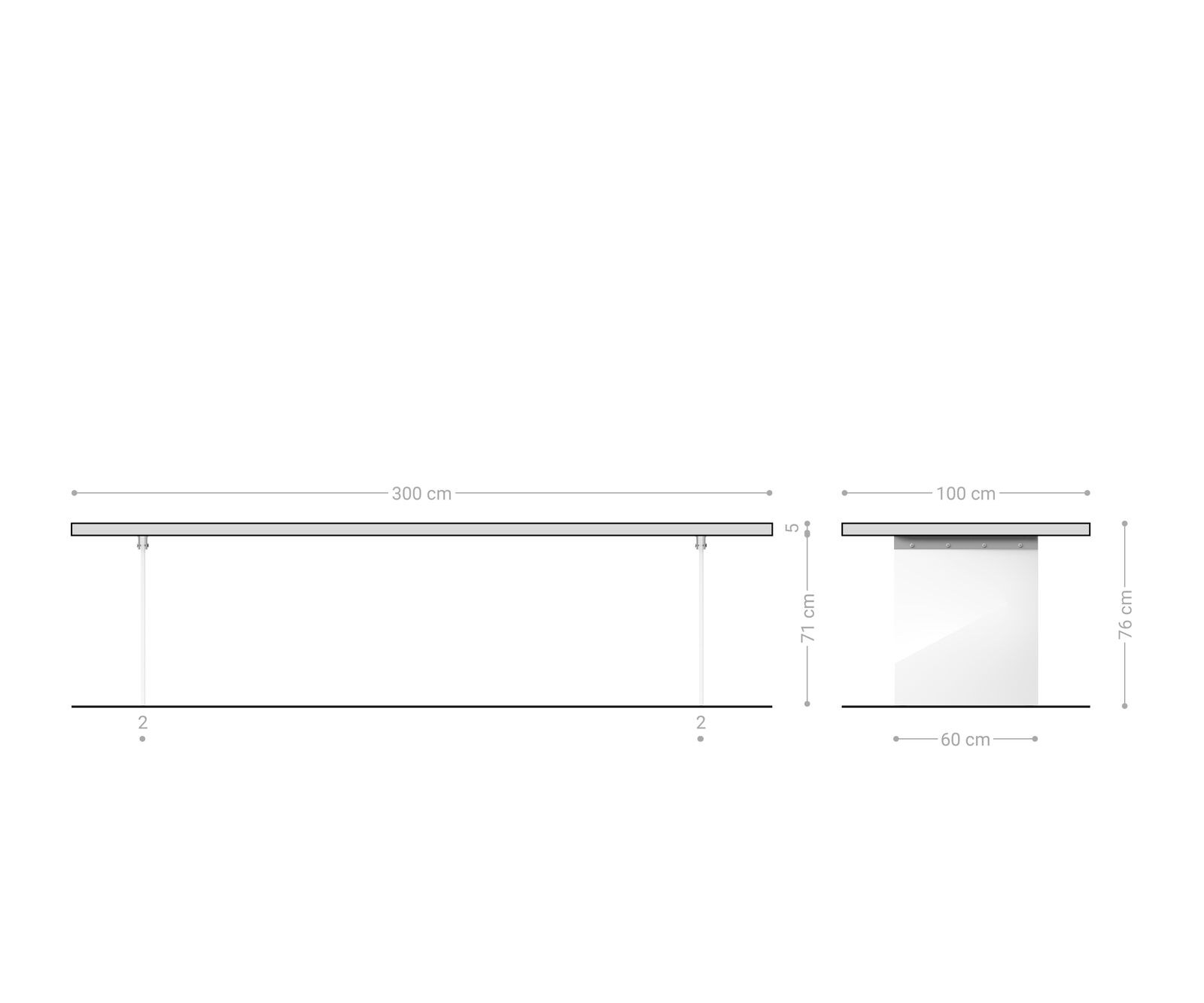 Esstisch Edge 300x100 XL Akazie Platin Glas Live-Edge 7