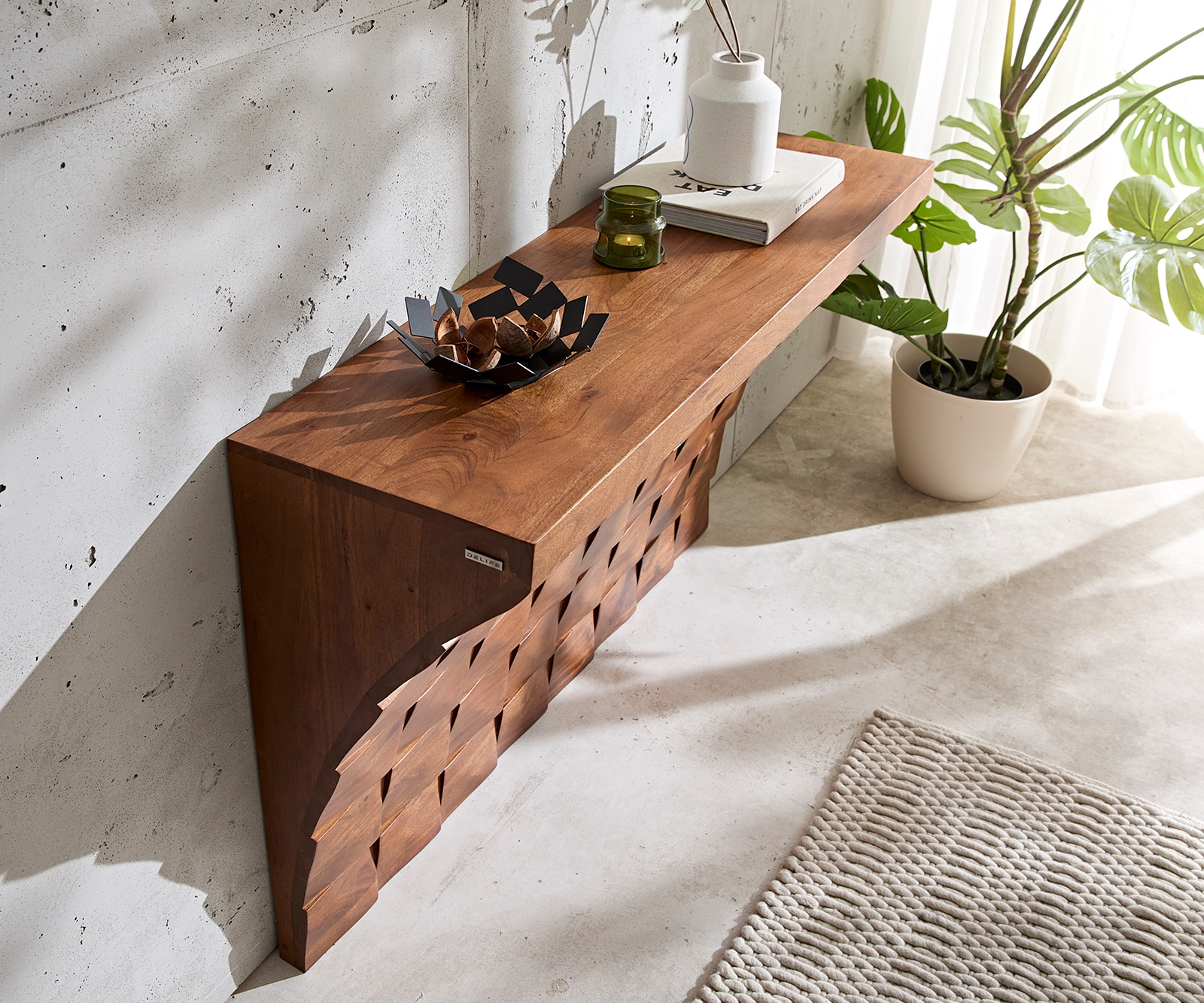 Konsole Eremos 120x35 cm Akazie Braun 3 Konsole Eremos 120x35 cm Akazie Braun 3
