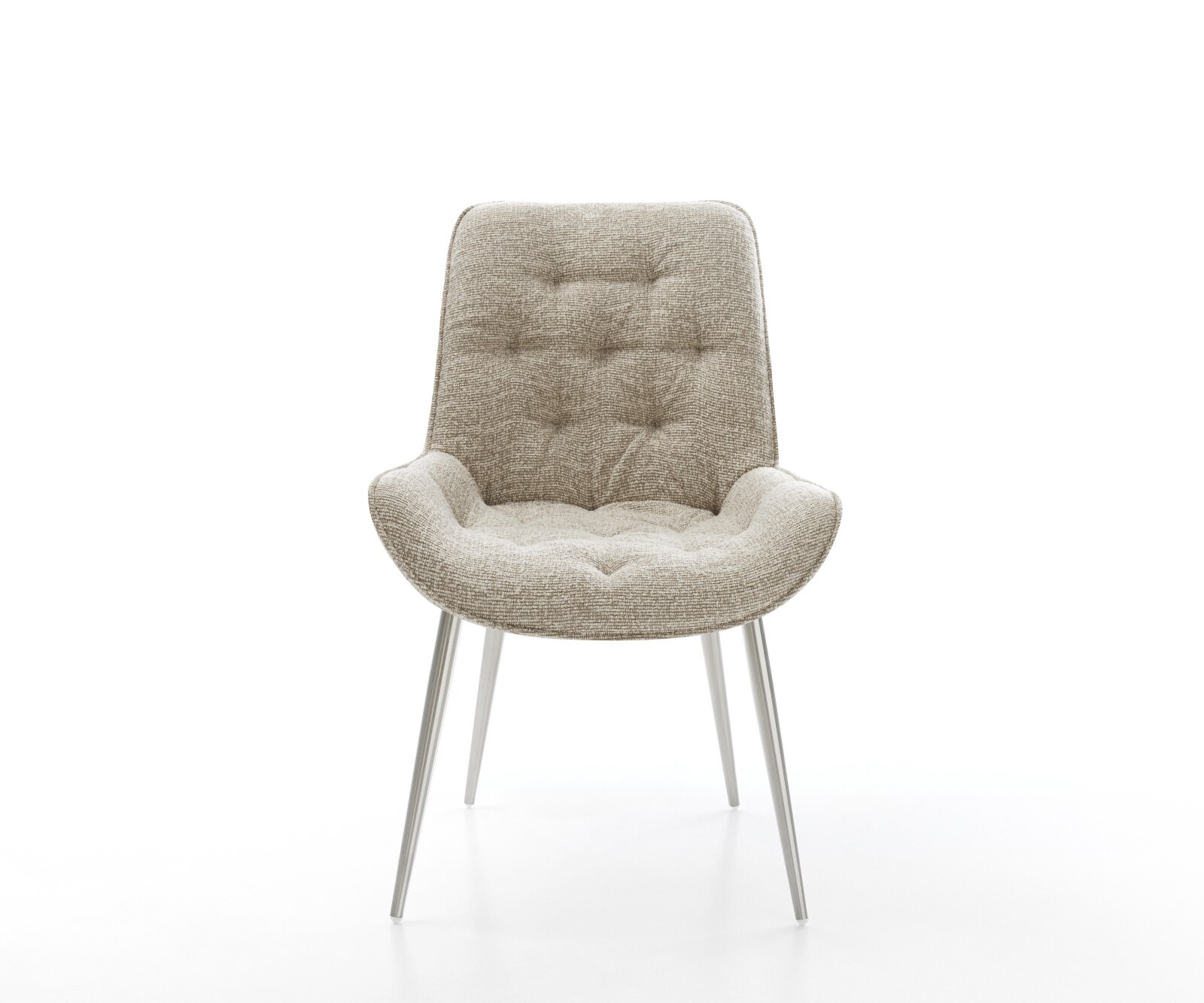 Chaise-de-salle-à-manger Taimi-Flex tissu tissé doux beige 4 pieds coniques acier inoxydable 2