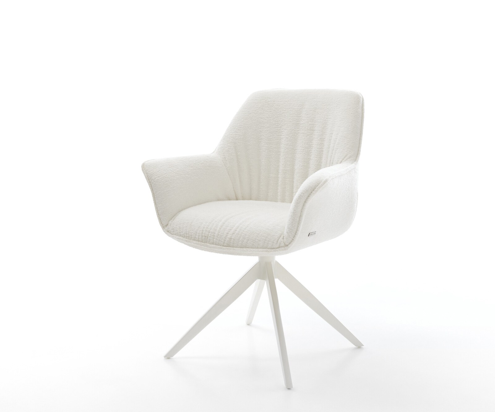 Chaise-pivotante Keila-Flex avec accoudoirs bouclé doux beige pied croisé large blanc pivotement sur 360° fonction bascule 1