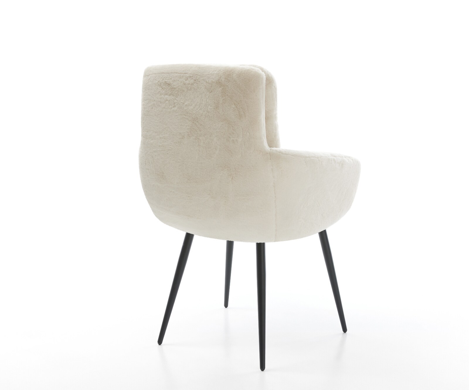 Esszimmerstuhl Abelia-Flex mit Armlehnen Plüsch Creme-Weiß 4-Fuß konisch Schwarz 5