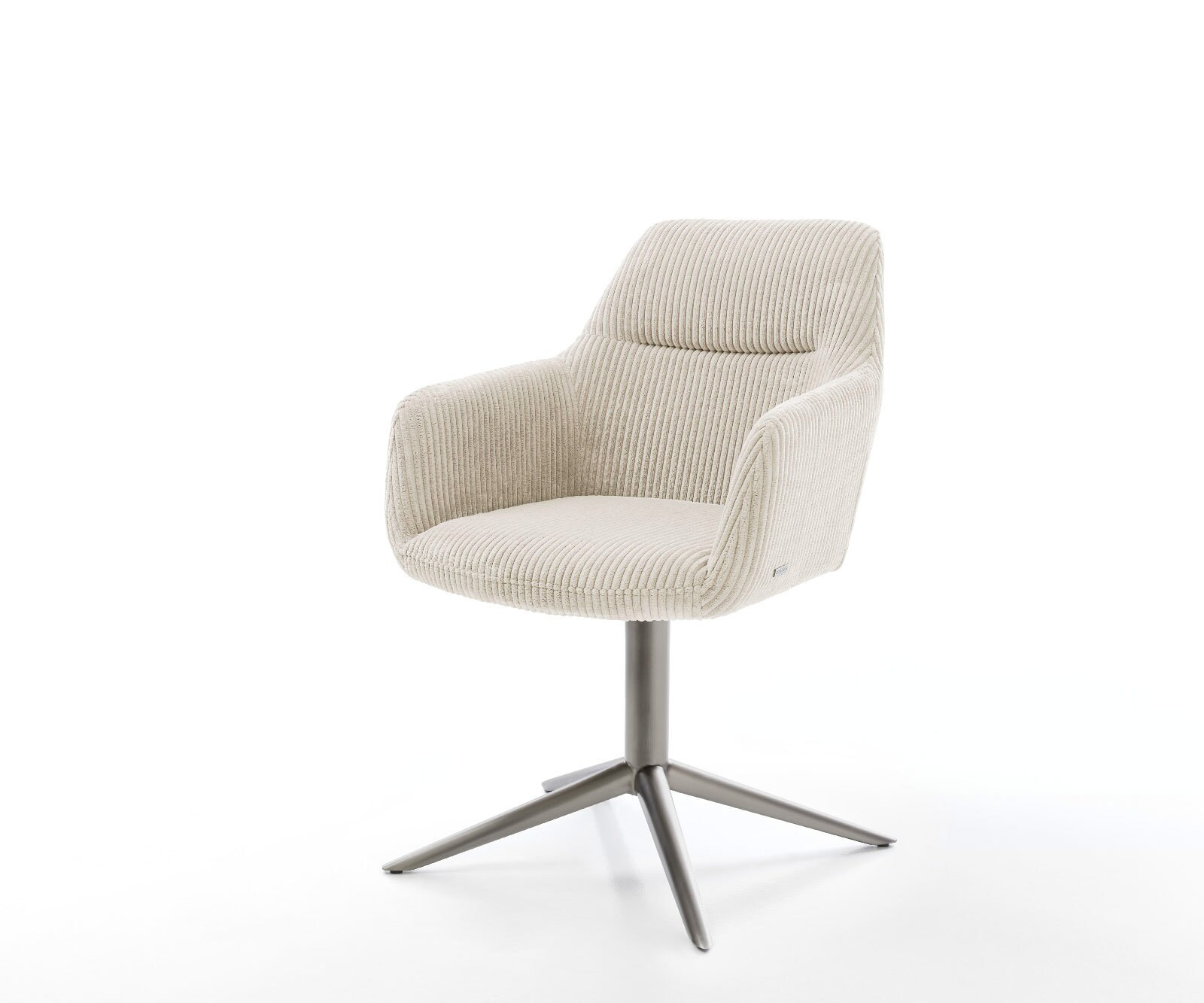 Chaise-pivotante Pejo-Flex côtelé beige pied de chaise 4 branches grafiete pivotement sur 360° fonction bascule ressorts ensachés 1