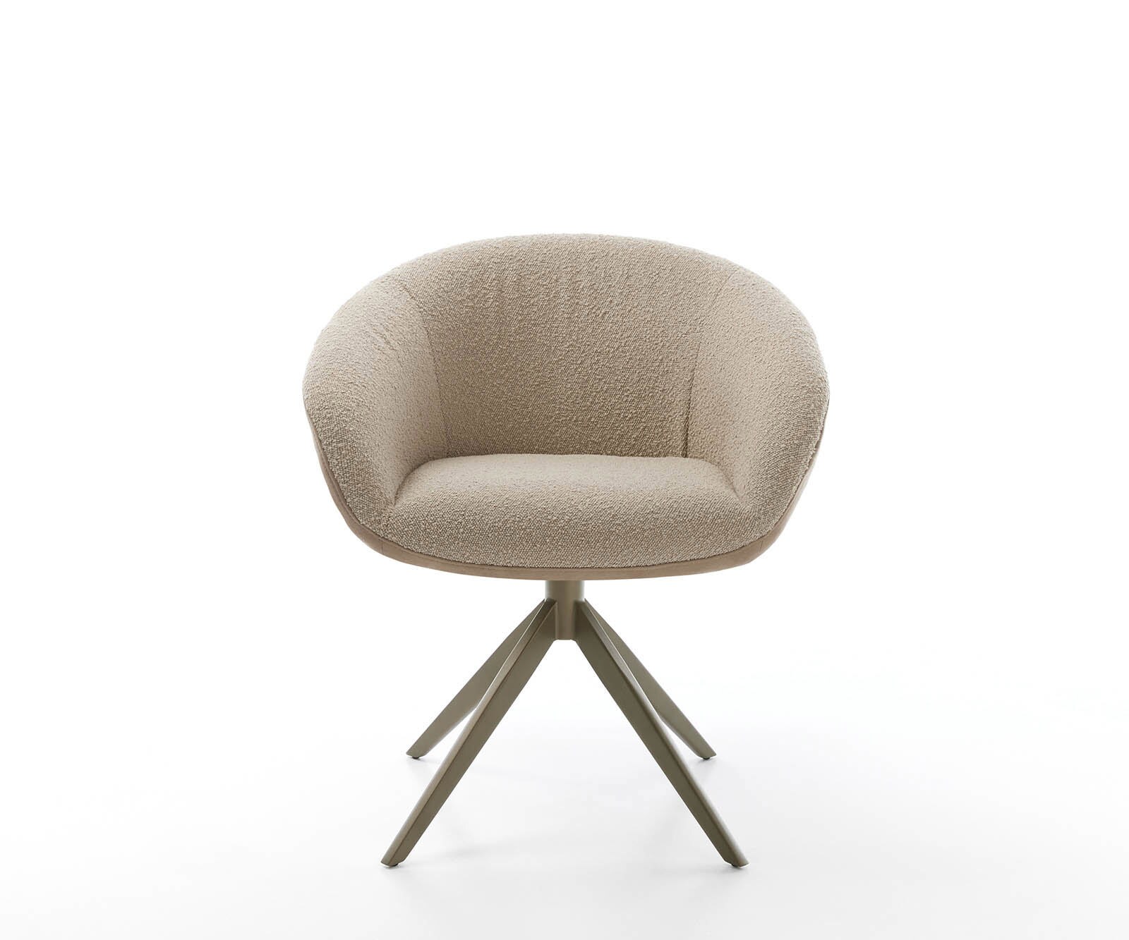 Chaise-pivotante Vinka-Flex avec accoudoirs tissu mixte couleur boue pied croisé large aspect titane pivotement sur 360° ressorts ensachés 2