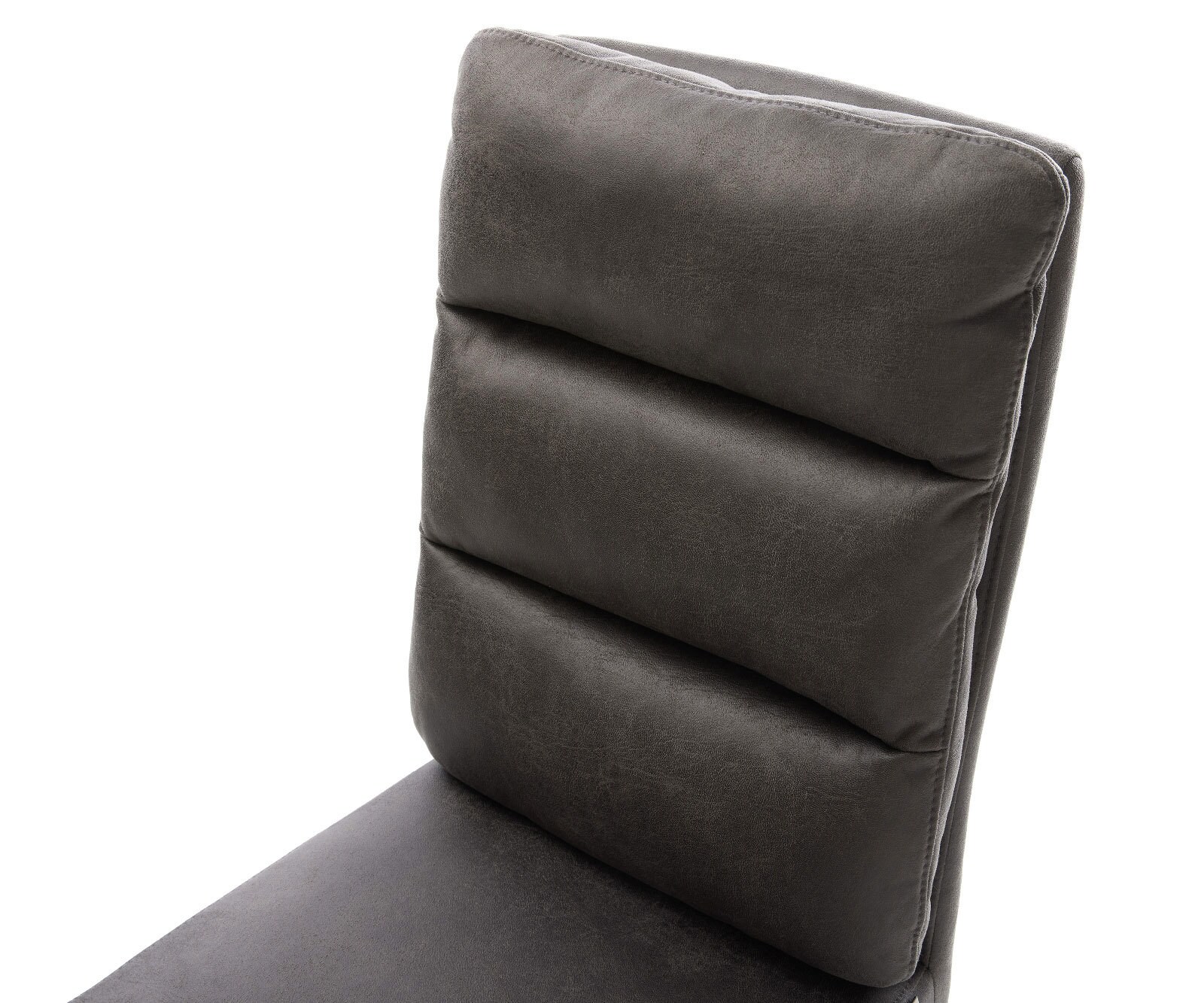 Chaise-pivotante Pela-Flex microvelours anthracite vintage pied croisé large acier inoxydable brossé pivotement sur 360° fonction bascule ressorts ensachés 3