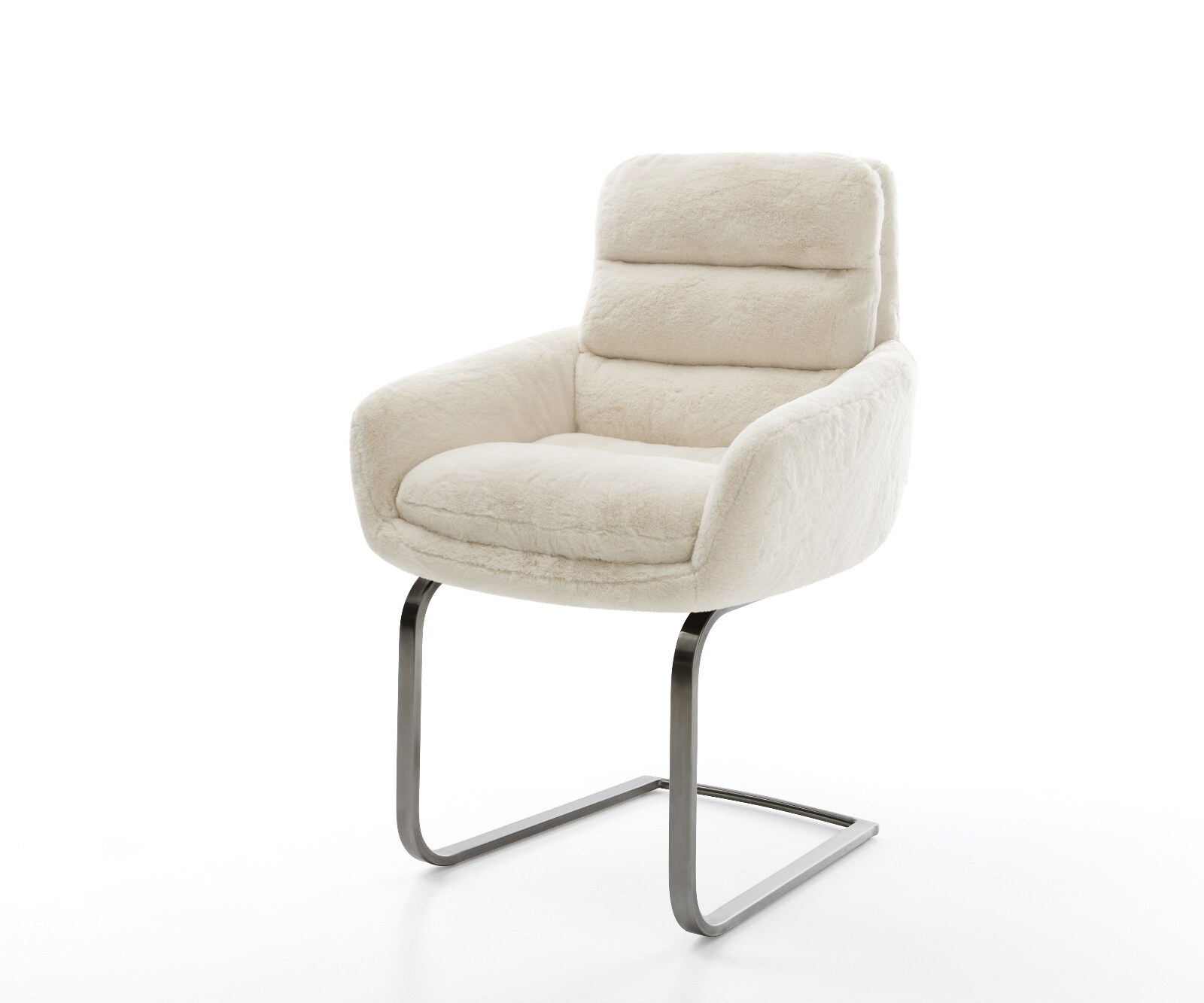 Freischwinger Abelia-Flex mit Armlehnen Plüsch Creme-Weiß Freischwinger flach Graphit