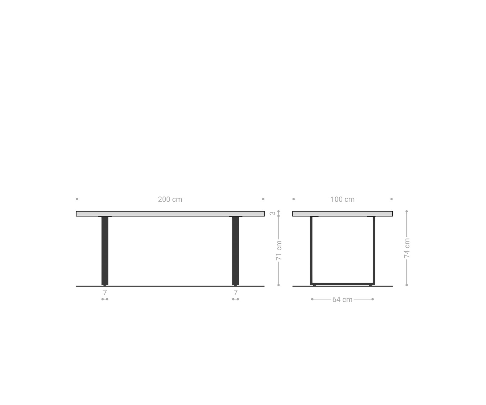 Esstisch Edge 200x100x2,5-3 Eiche Natur Metall Schmal schwarz Live-Edge 5