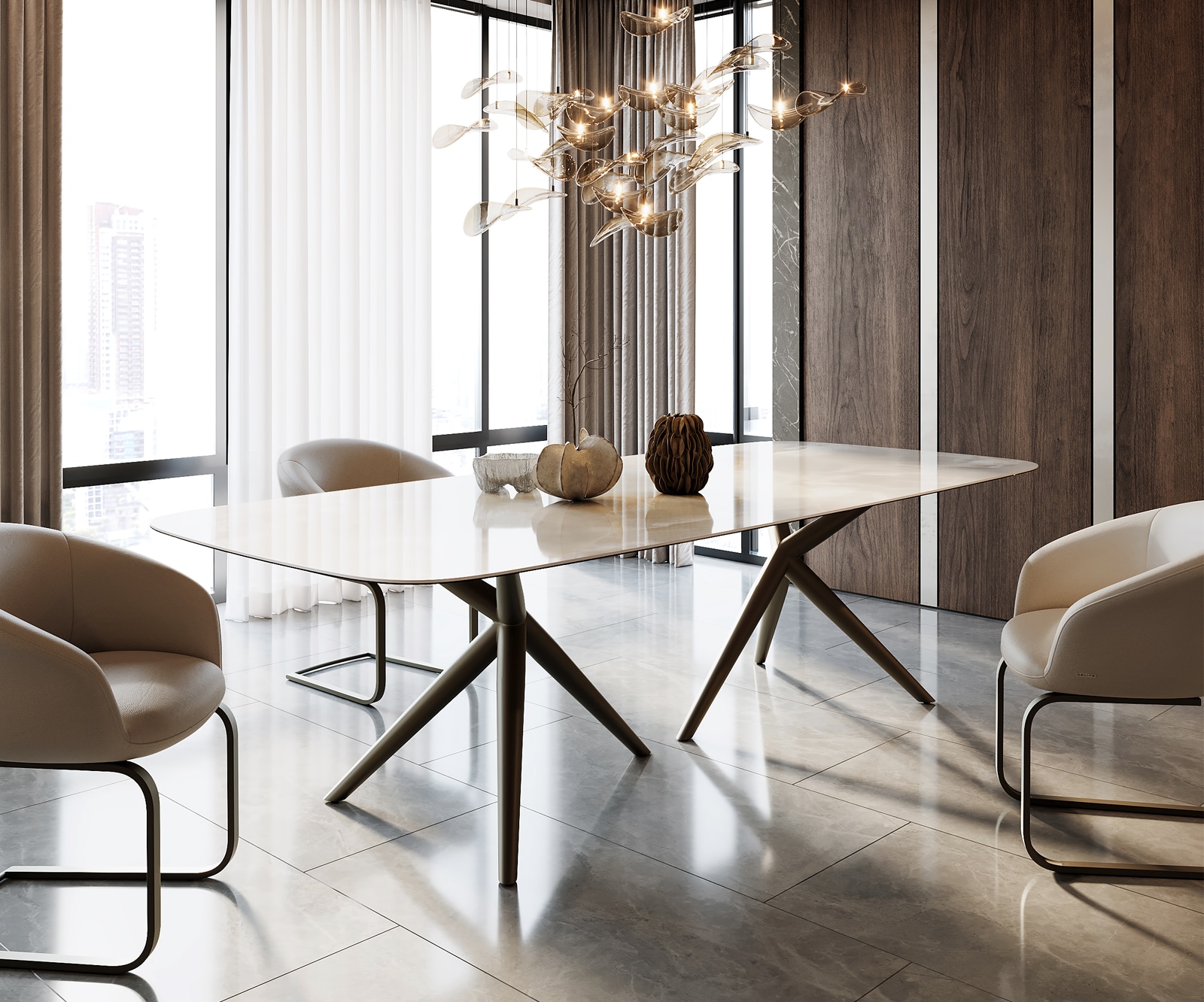 Esstisch Edge Boot 270x120 Keramik Iris FMG Onice Grigio Estelar rund Metall Effektfinish Titan Esstisch Edge Boot 270x120 Keramik Iris FMG Onice Grigio Estelar rund Metall Effektfinish Titan