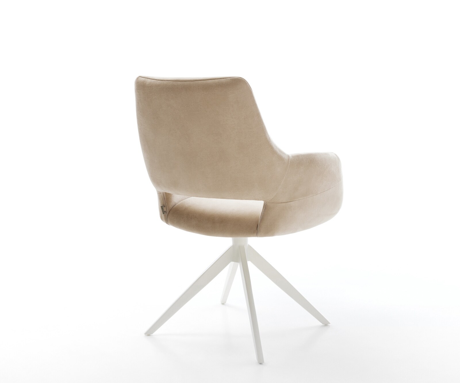 Drehstuhl Yago-Flex mit Armlehnen Mikrofaser Beige Vintage Kreuzgestell breit Weiß 360° drehbar Wippfunktion Taschenfederkern 4