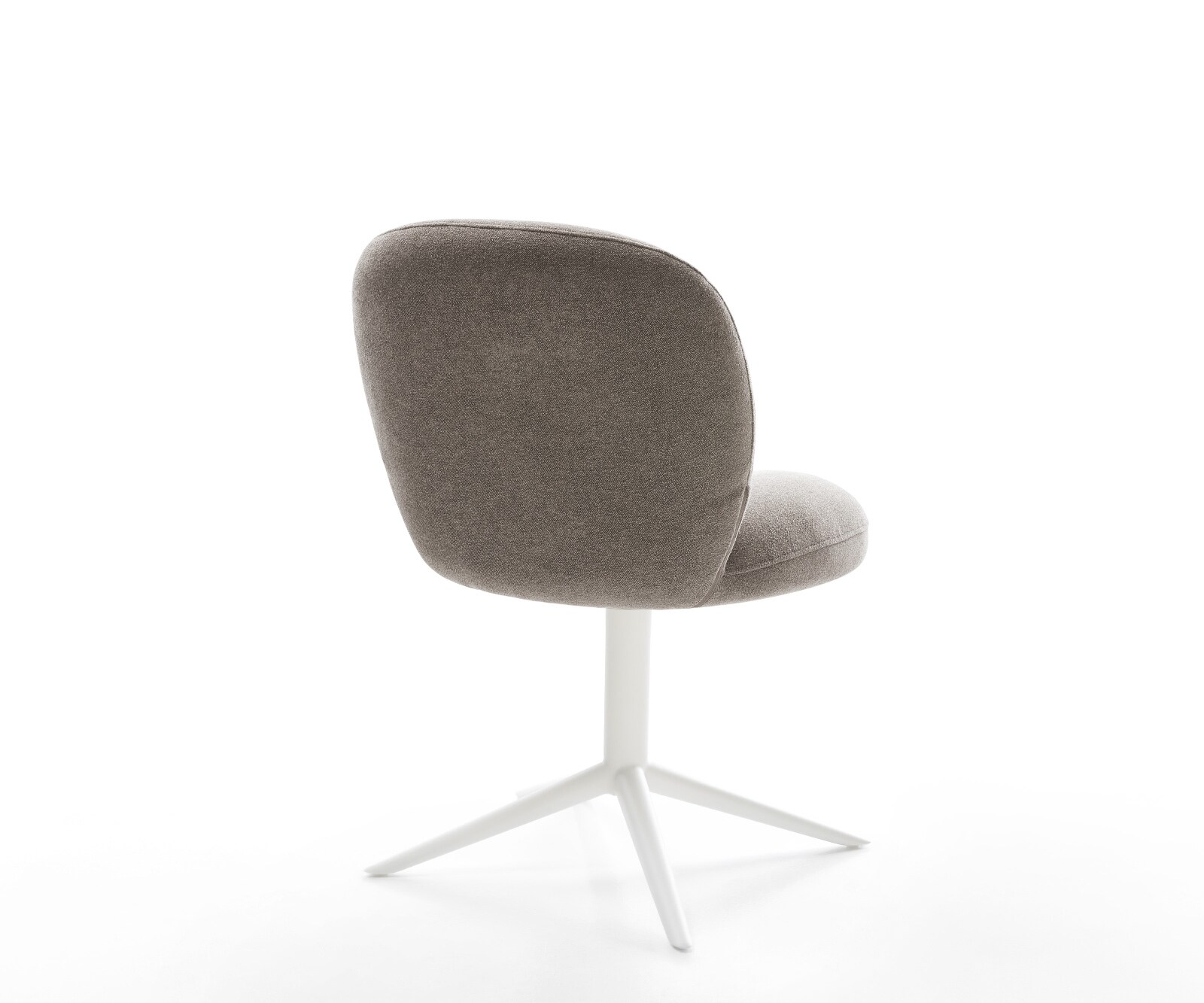 Chaise-pivotante Nube-Flex tissu structuré doux taupe pied de chaise 4 branches blanc pivotement sur 360° fonction bascule ressorts ensachés 4