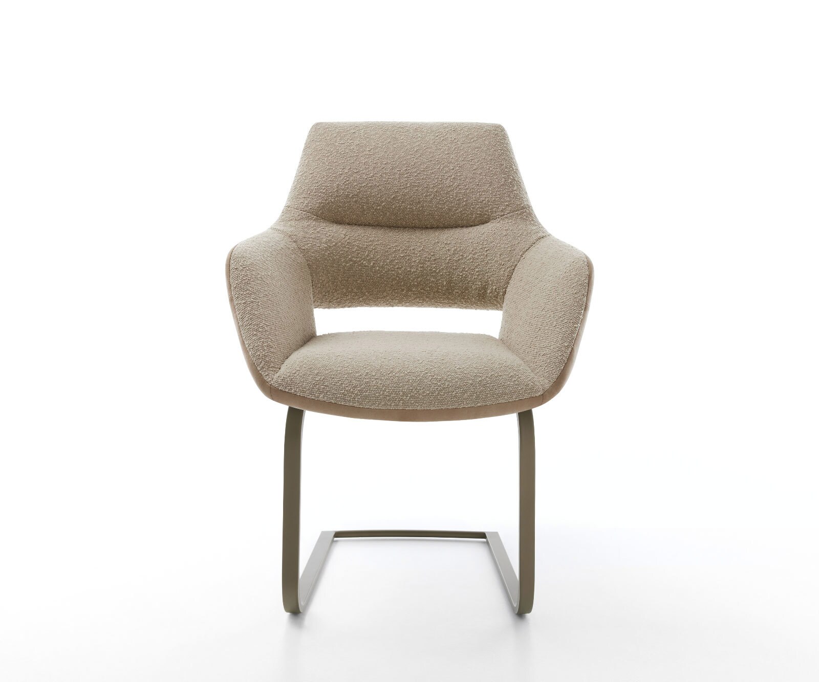 Freischwinger Yago-Flex mit Armlehnen Materialmix Schlamm Freischwinger flach Effektfinish Titan Taschenfederkern 1