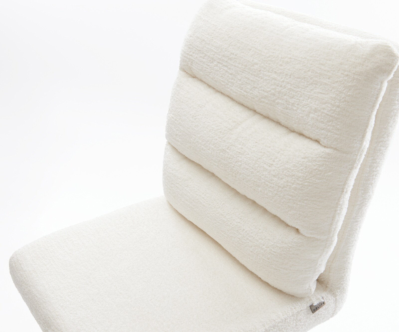 Chaise-de-bar Pela-Flex Bouclé doux Beige Pied pivotant réglable en hauteur couleur titane Couleur titane 4