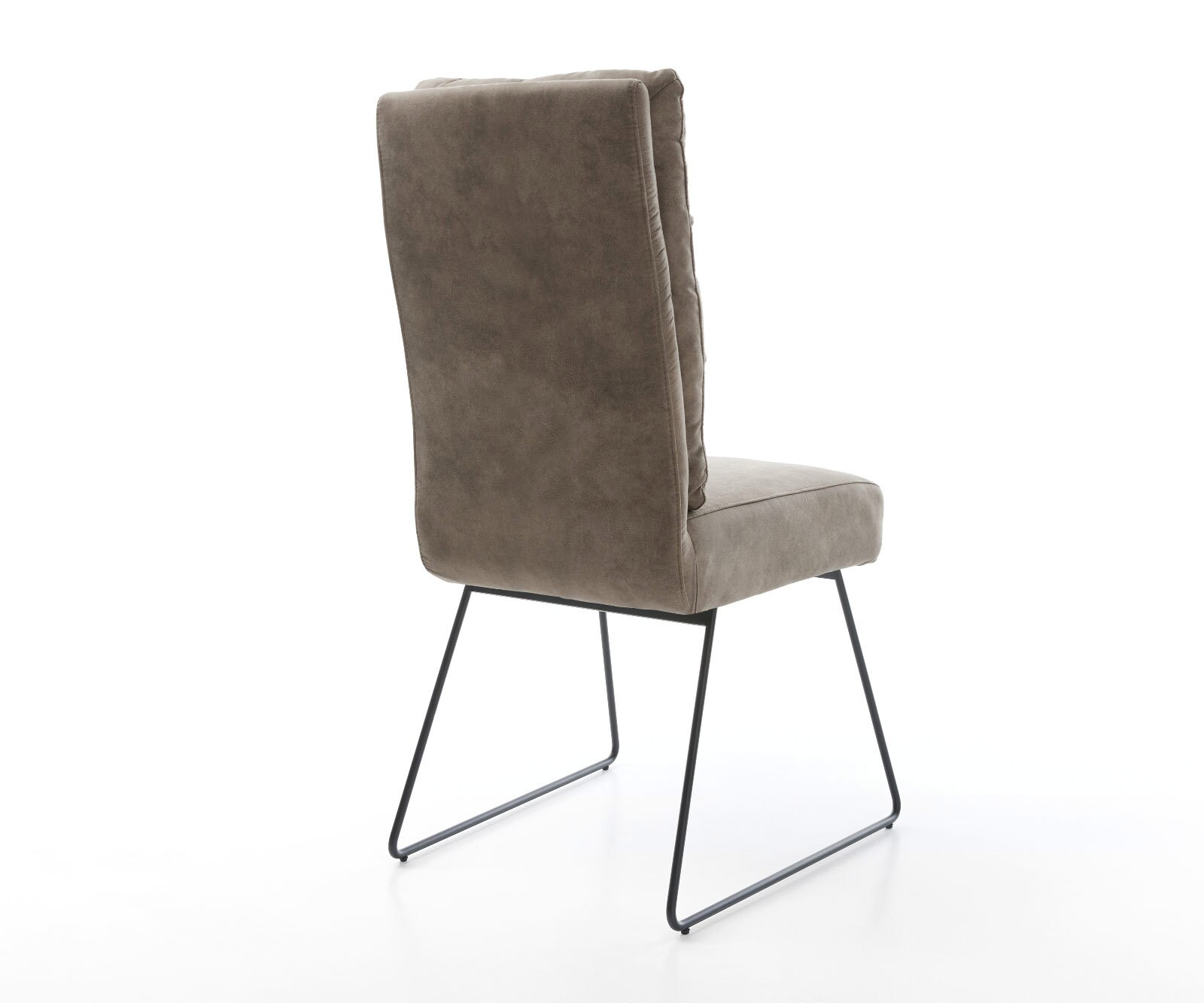 Chaise-de-salle-à-manger Pela-Flex microvelours taupe vintage pied trapèze noir ressorts ensachés 4