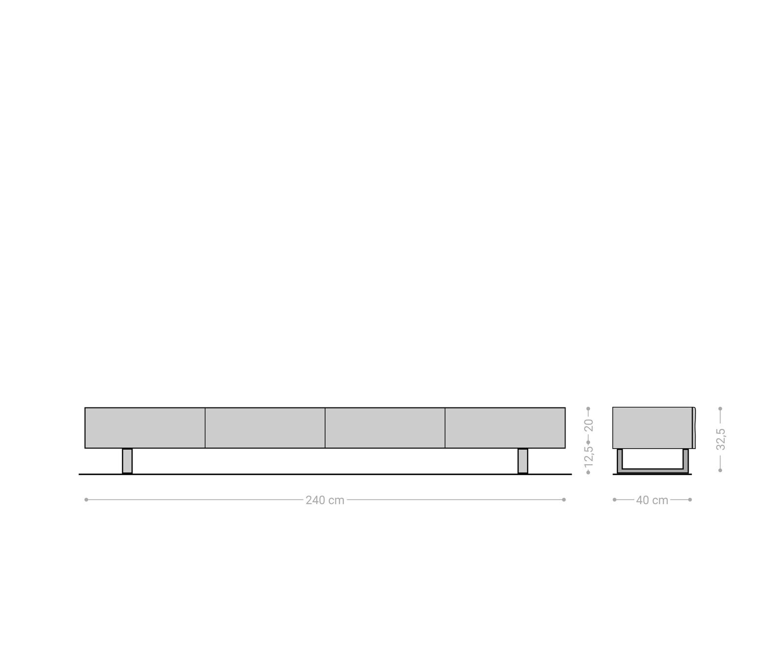 Meuble-TV New Live-Edge 240 cm acacia naturel 4 tiroirs patins métal noir 6