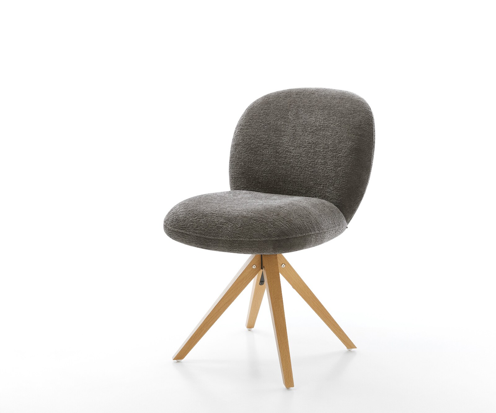 Drehstuhl Nube-Flex Bouclé Soft Schlamm Holzgestell kantig Natur 180° drehbar Taschenfederkern 1