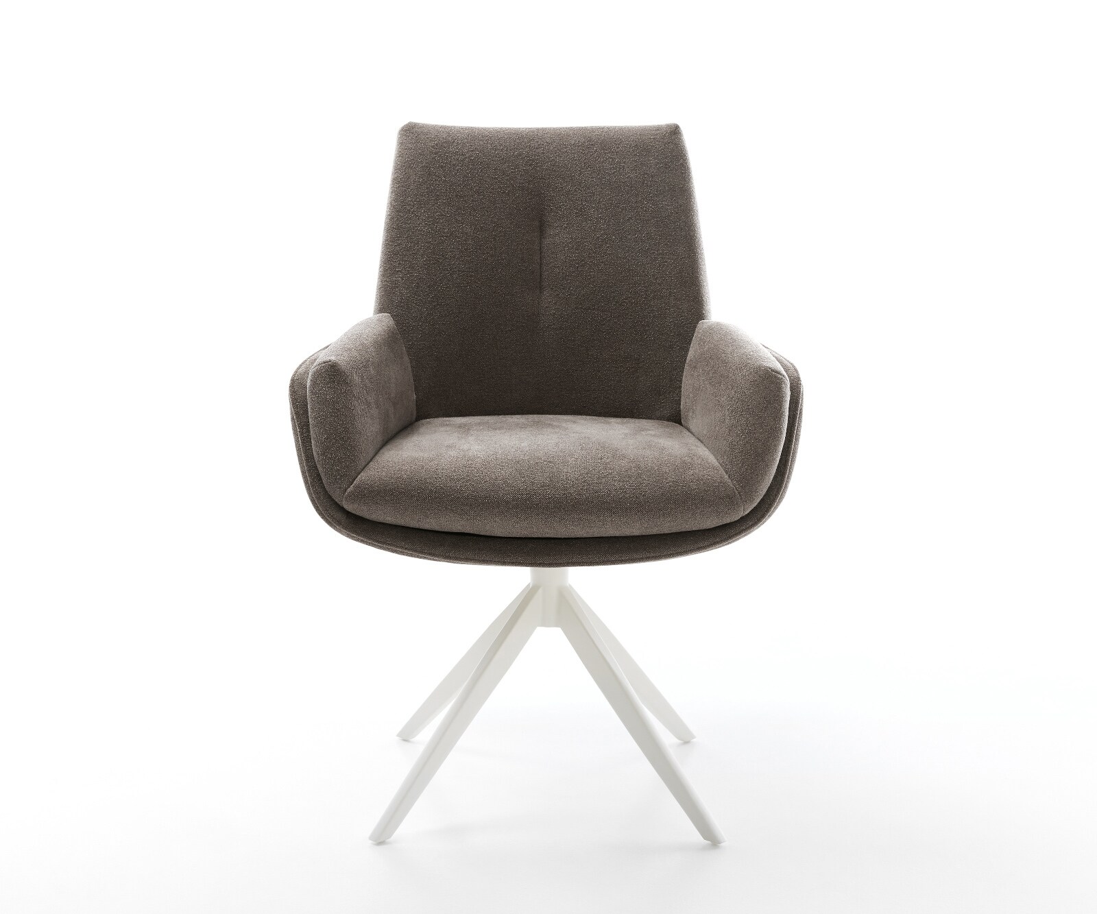 Drehstuhl Clea-Flex Strukturstoff Soft Taupe Kreuzgestell breit Weiß 360° drehbar Wippfunktion 1