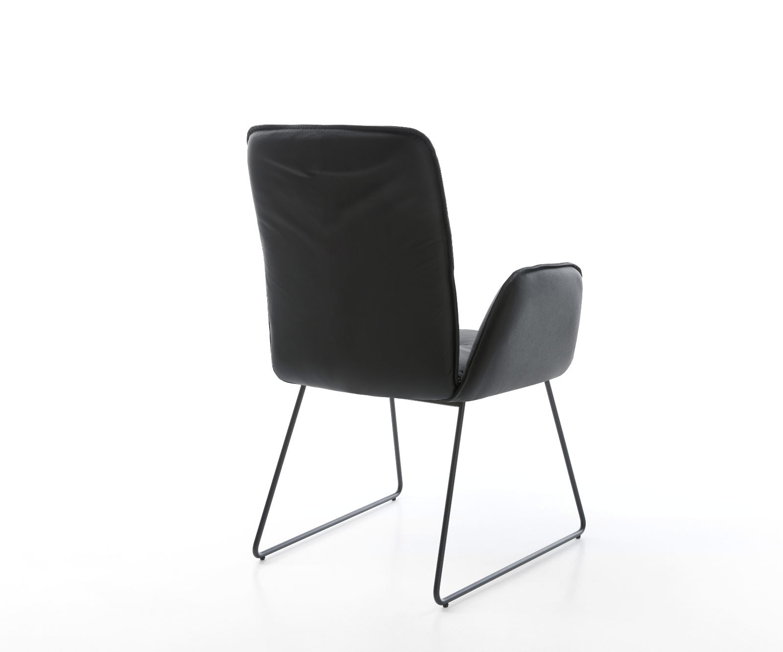 Chaise-de-salle-à-manger Vinja-Flex cuir de vache noir pied trapèze noir 4 Chaise-de-salle-à-manger Vinja-Flex cuir de vache noir pied trapèze noir 4