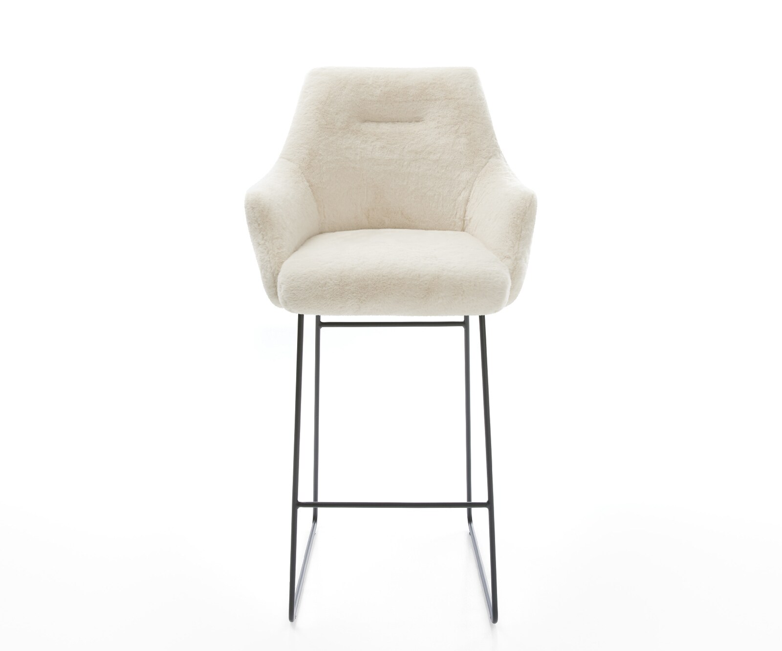 Barstuhl Alja-Flex Plüsch Creme-Weiß Kufengestell Metall Schwarz Taschenfederkern 2