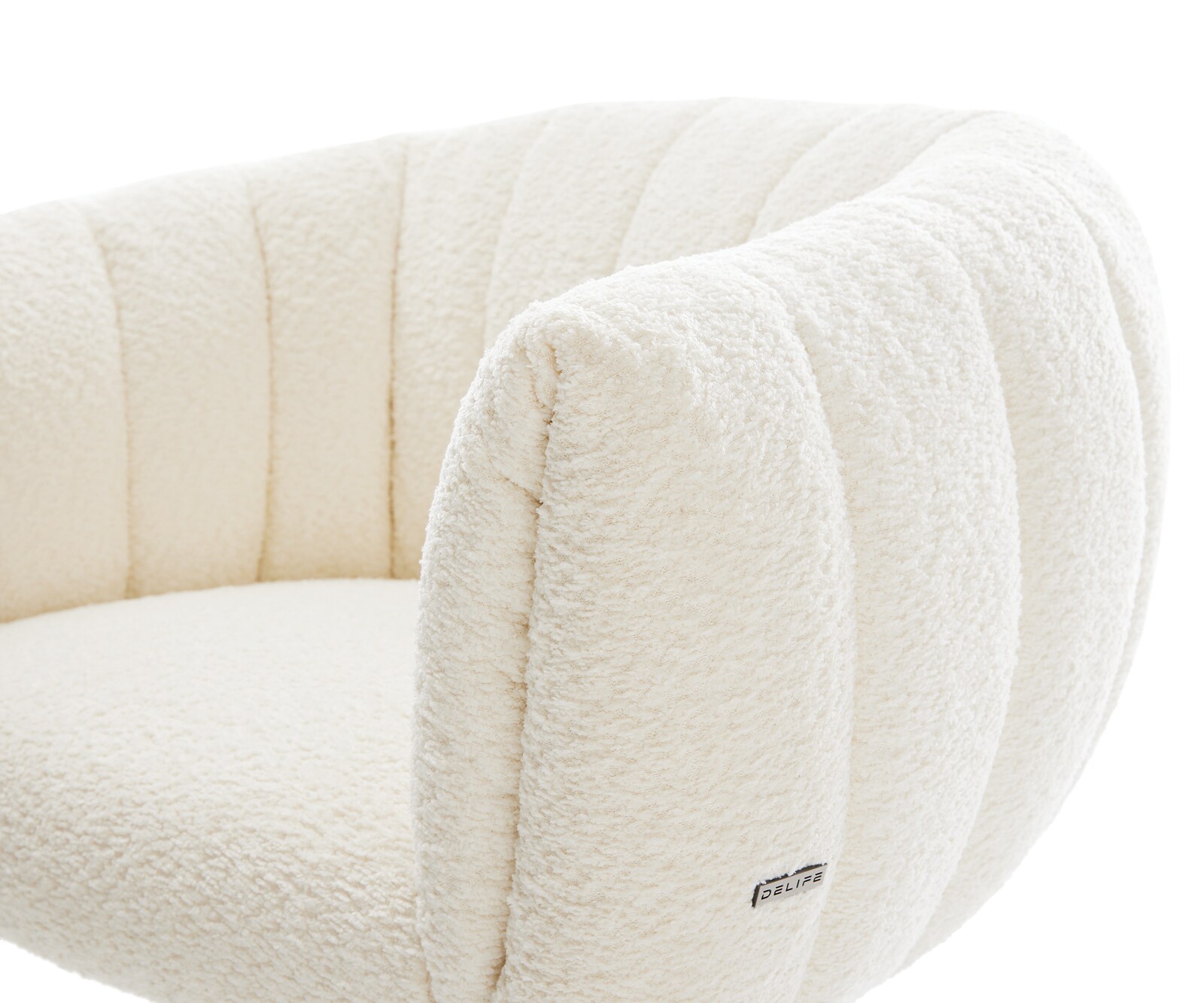 Chaise-de-salle-à-manger Jada-Flex bouclé blanc 4 pieds coniques noir ressorts ensachés 4