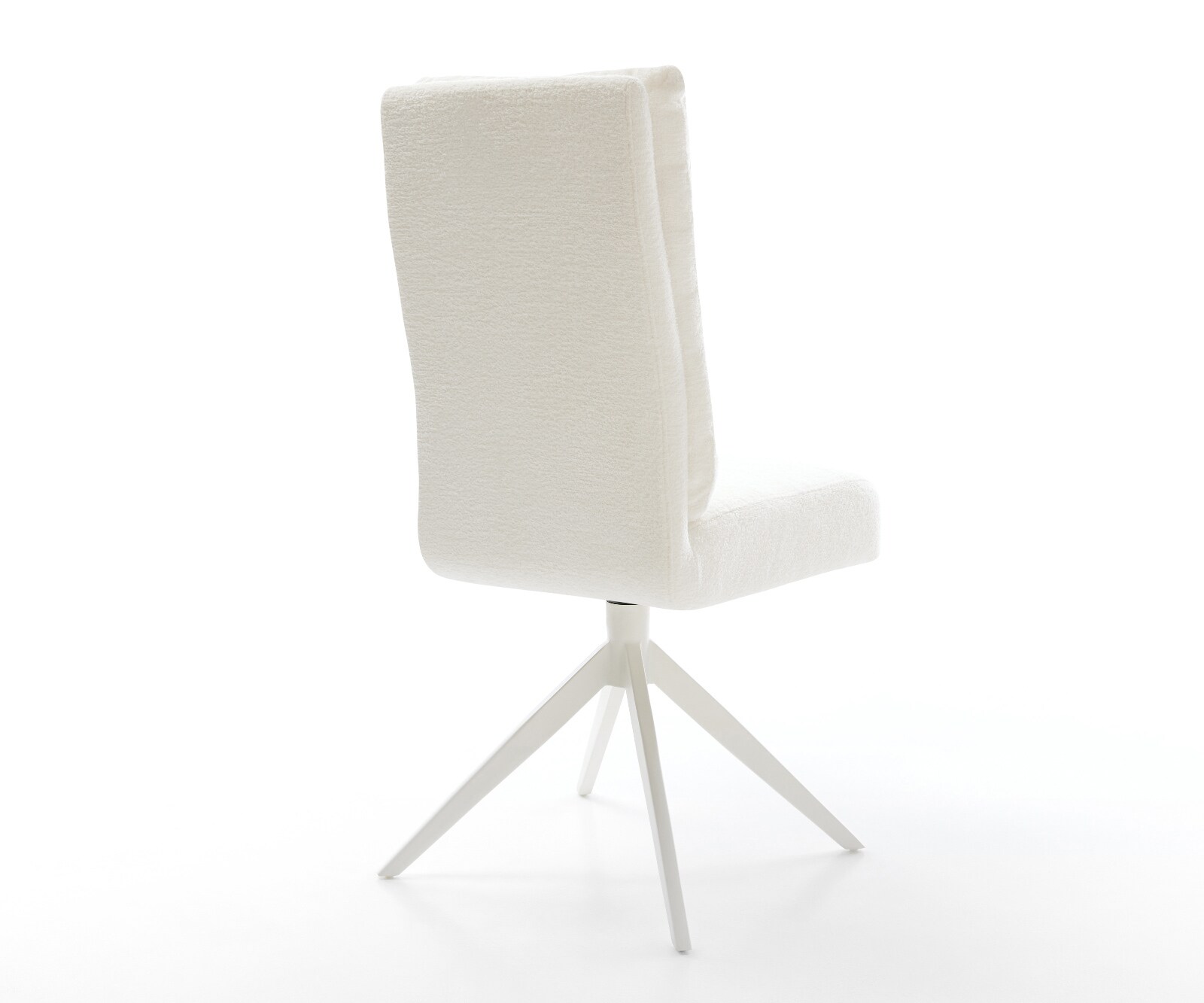 Drehstuhl Pela-Flex Bouclé Soft Beige Kreuzgestell breit Weiß 360° drehbar Wippfunktion Taschenfederkern 5