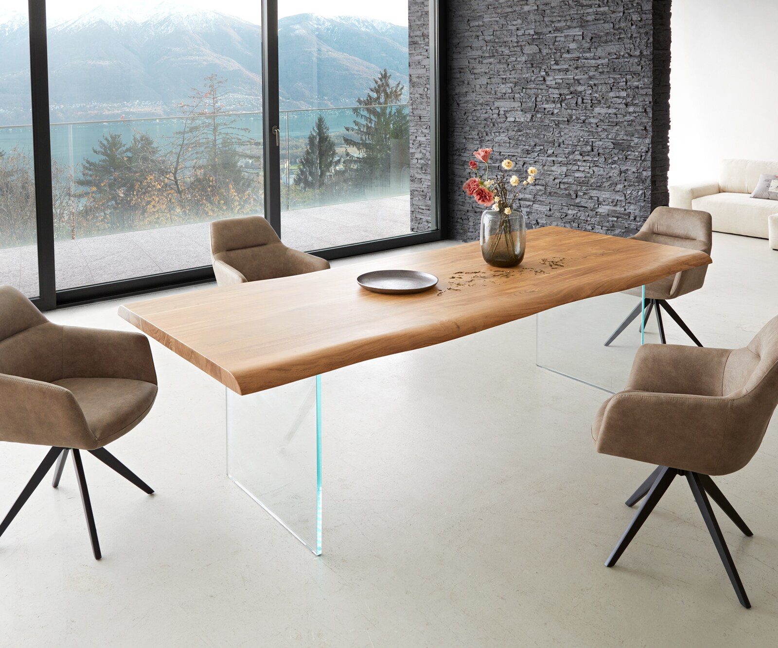 Esstisch Edge 260x100 XL Akazie Natur Glas Live-Edge 7