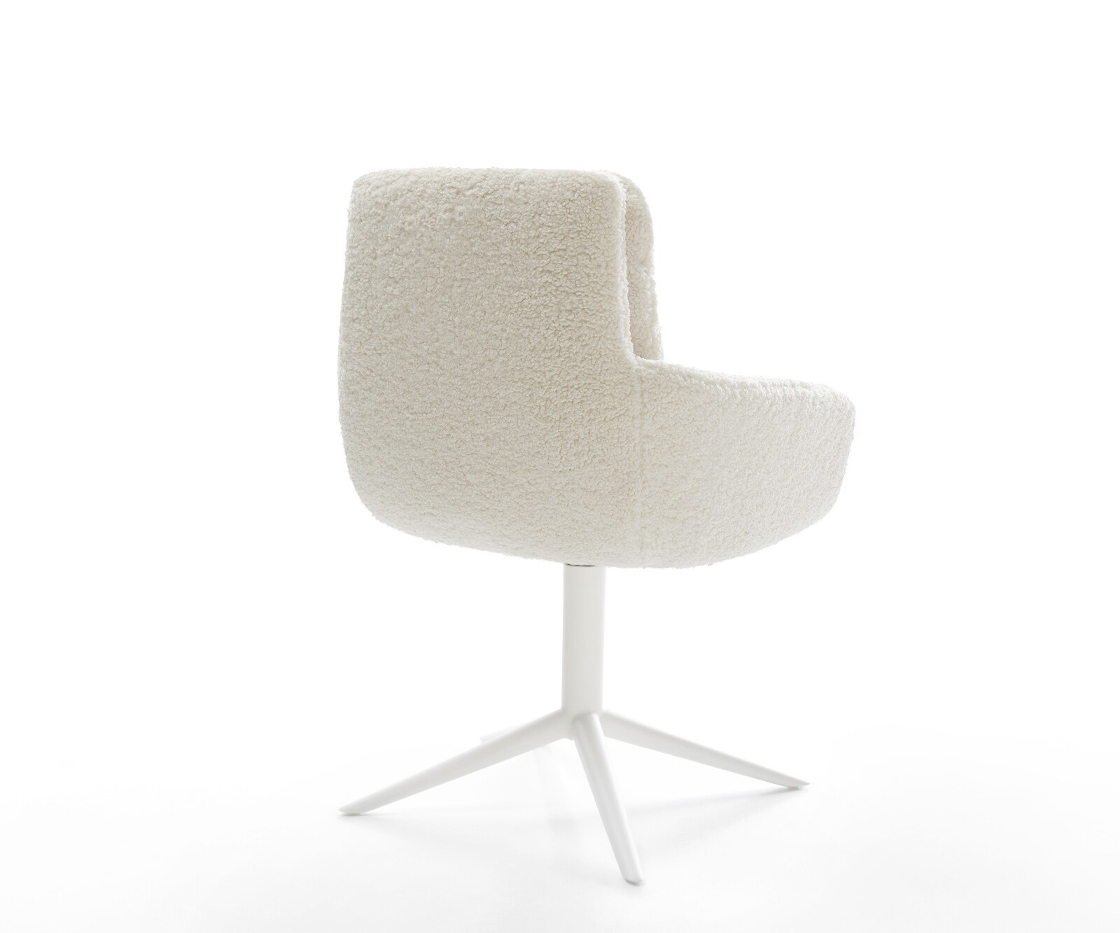 Chaise-pivotante Abelia-Flex avec accoudoirs tissu teddy beige pied de chaise 4 branches blanc pivotement sur 360° fonction bascule 4