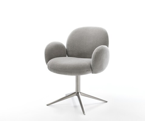 Drehstuhl Nube-Flex mit Armlehnen Strukturstoff Soft Grau Fußkreuz Edelstahl 360° drehbar Wippfunktion Taschenfederkern