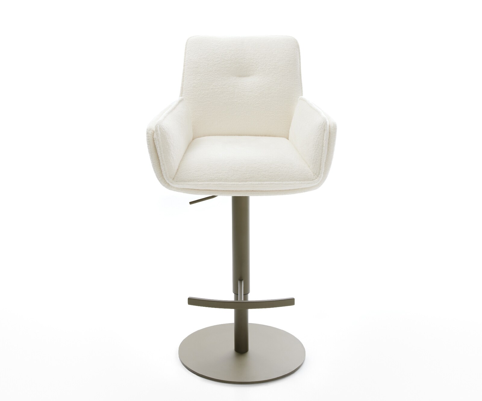 Chaise-de-bar Nela-Flex Bouclé doux Beige Pied pivotant réglable en hauteur couleur titane Couleur titane 2